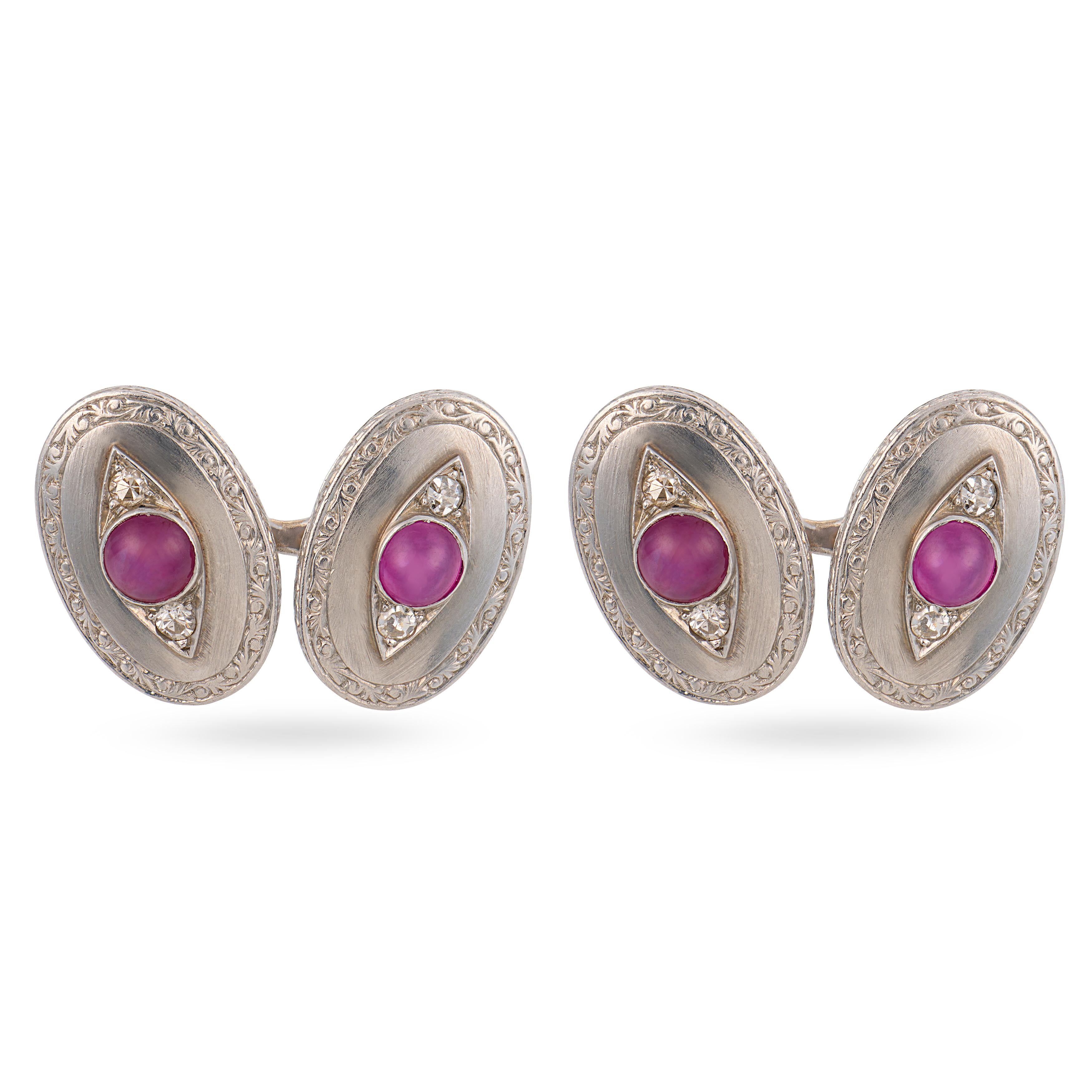 Art Deco Platinum Sapphire & Diamond Cufflinks