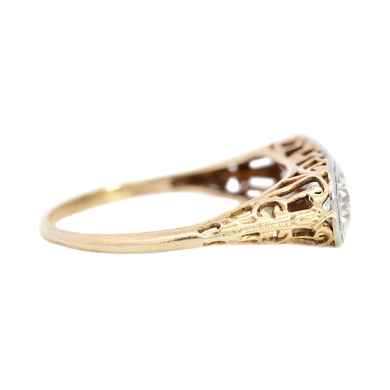 Edwardian 14k/Platinum 3-Stone Diamond Engagement Ring