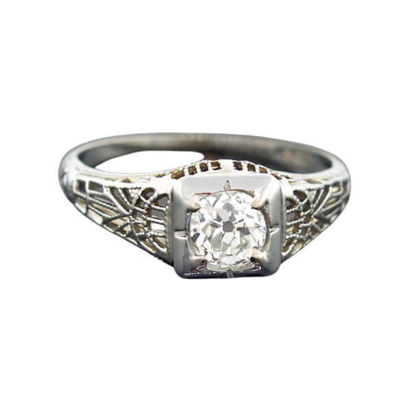 Art Deco 18kt Diamond Engagement Ring 0.54ct
