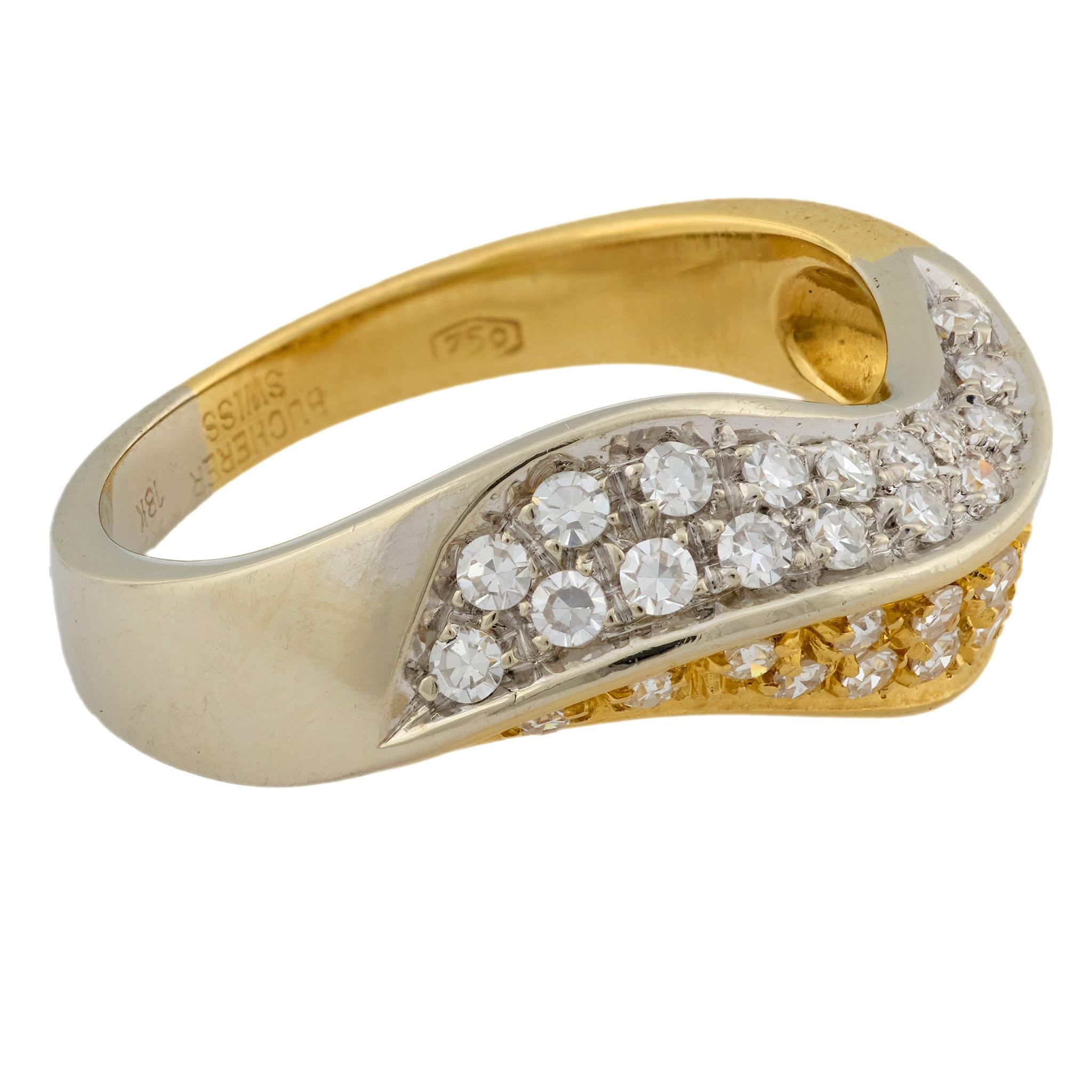 BUCHERER Estate 18k Mixed Metal Diamond Ring