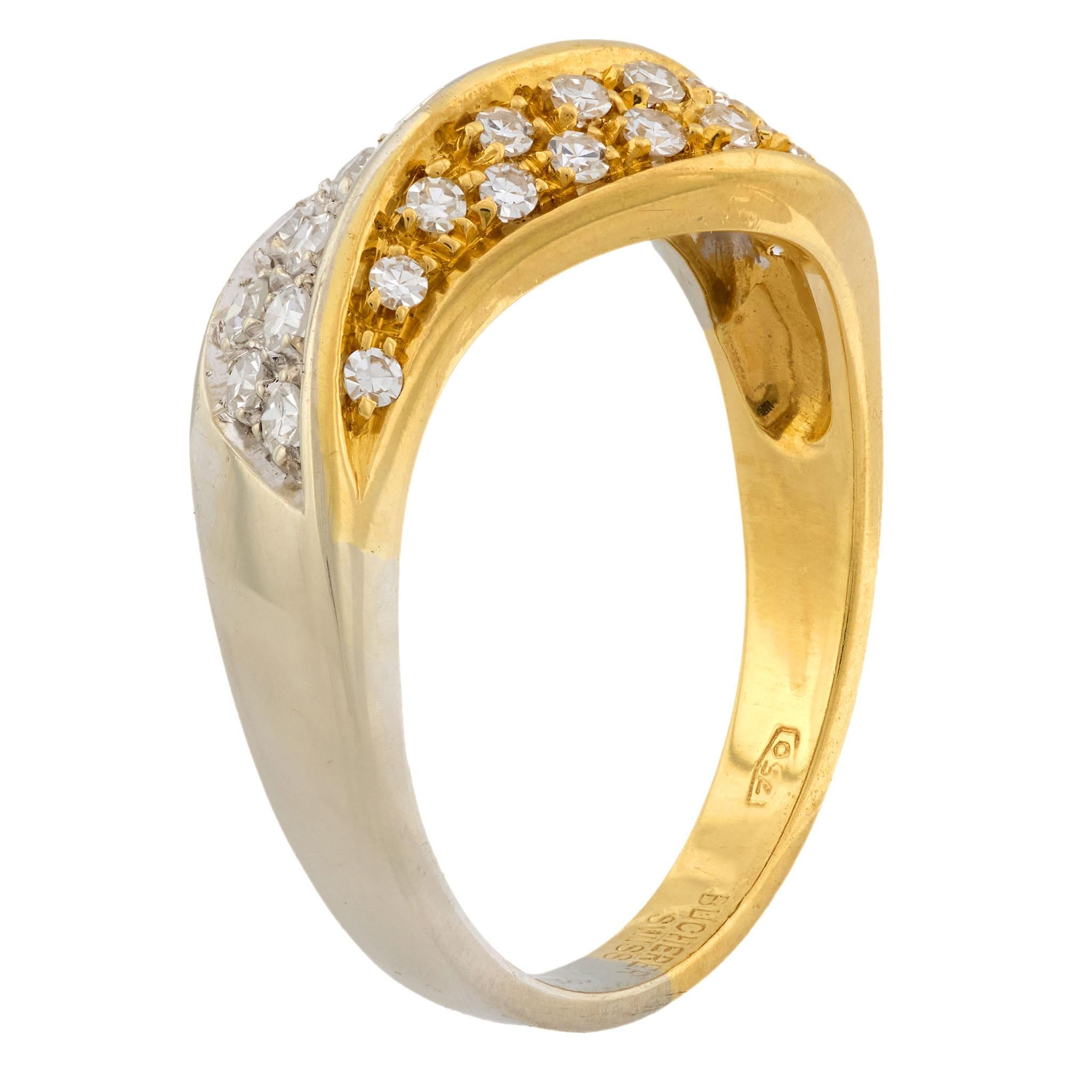 BUCHERER Estate 18k Mixed Metal Diamond Ring