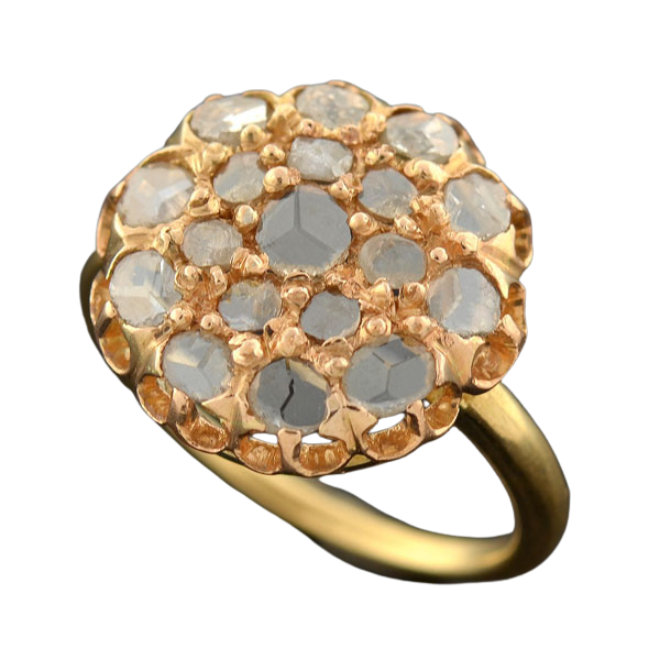 Victorian 18kt Rose Cut Diamond Cluster Ring 0.80ctw