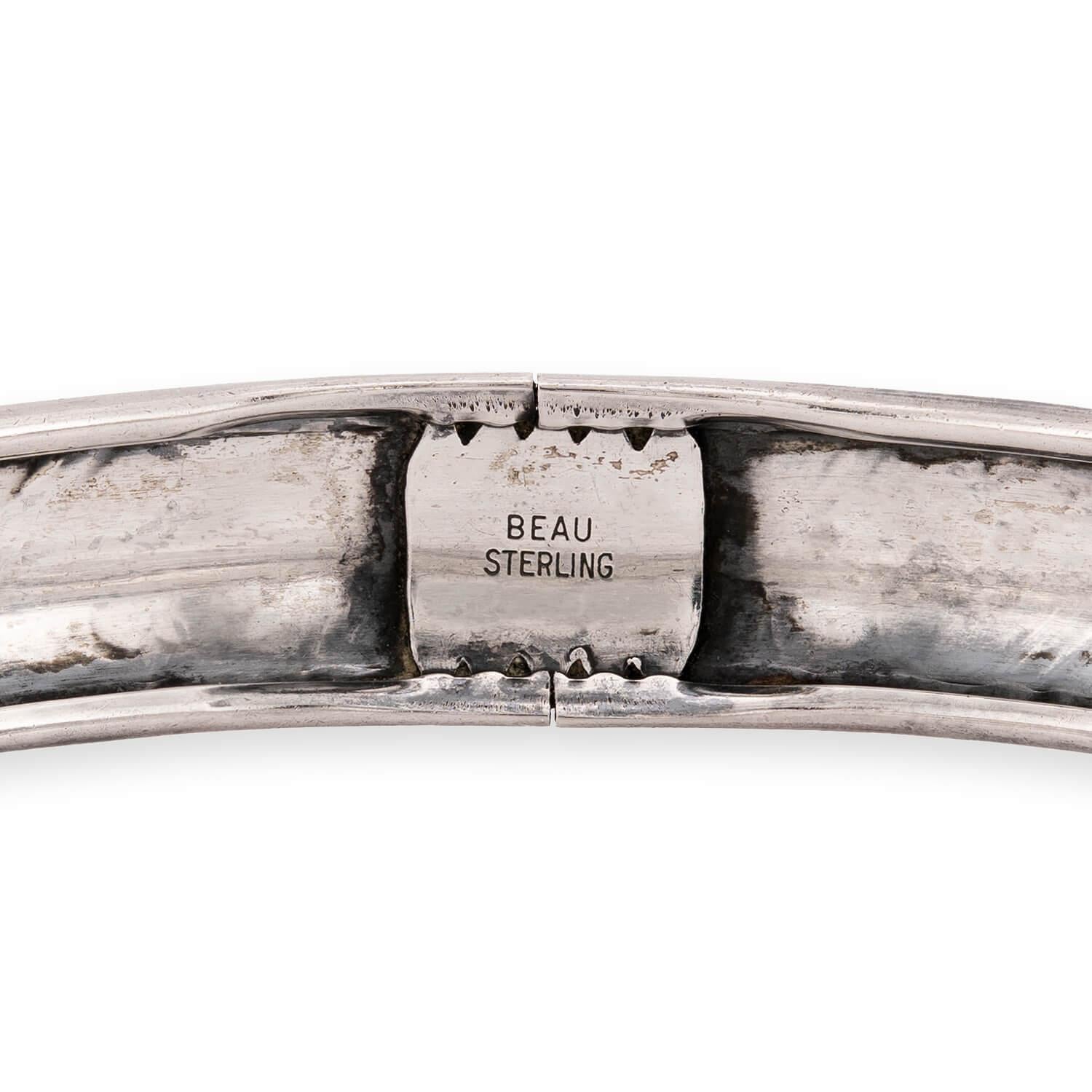 BEAU Retro Sterling Silver Floral-Motif Bangle