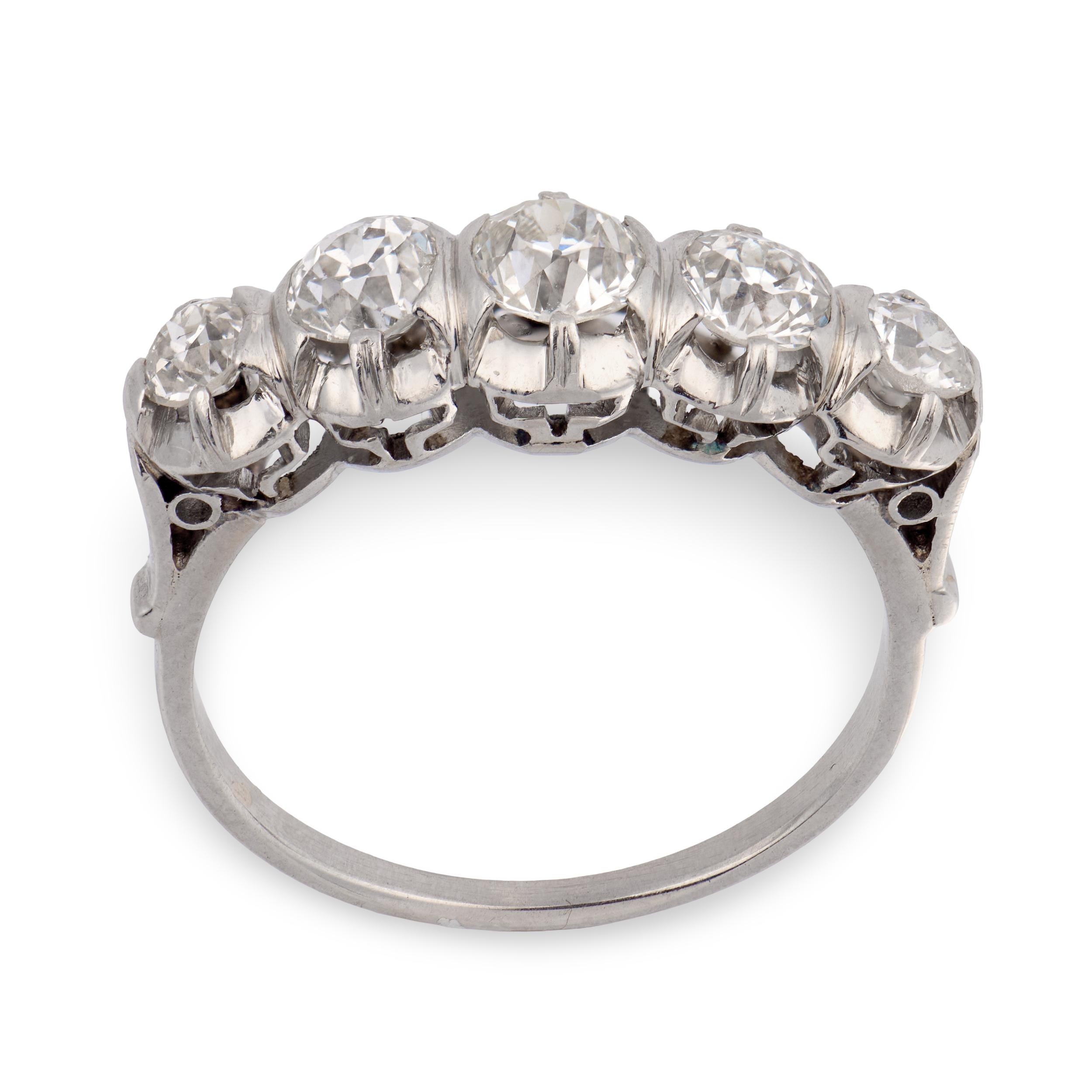 Edwardian Platinum Diamond Five Stone Ring
