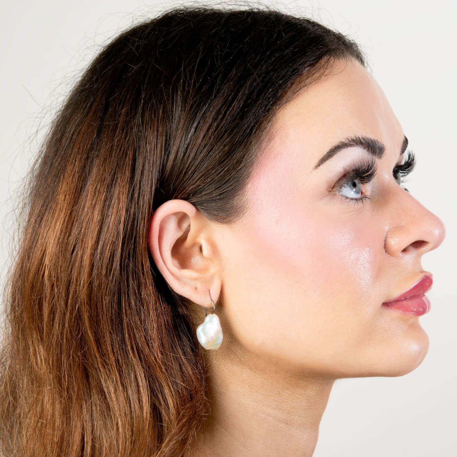 Estate Sterling Silver Blister Pearl Earrings