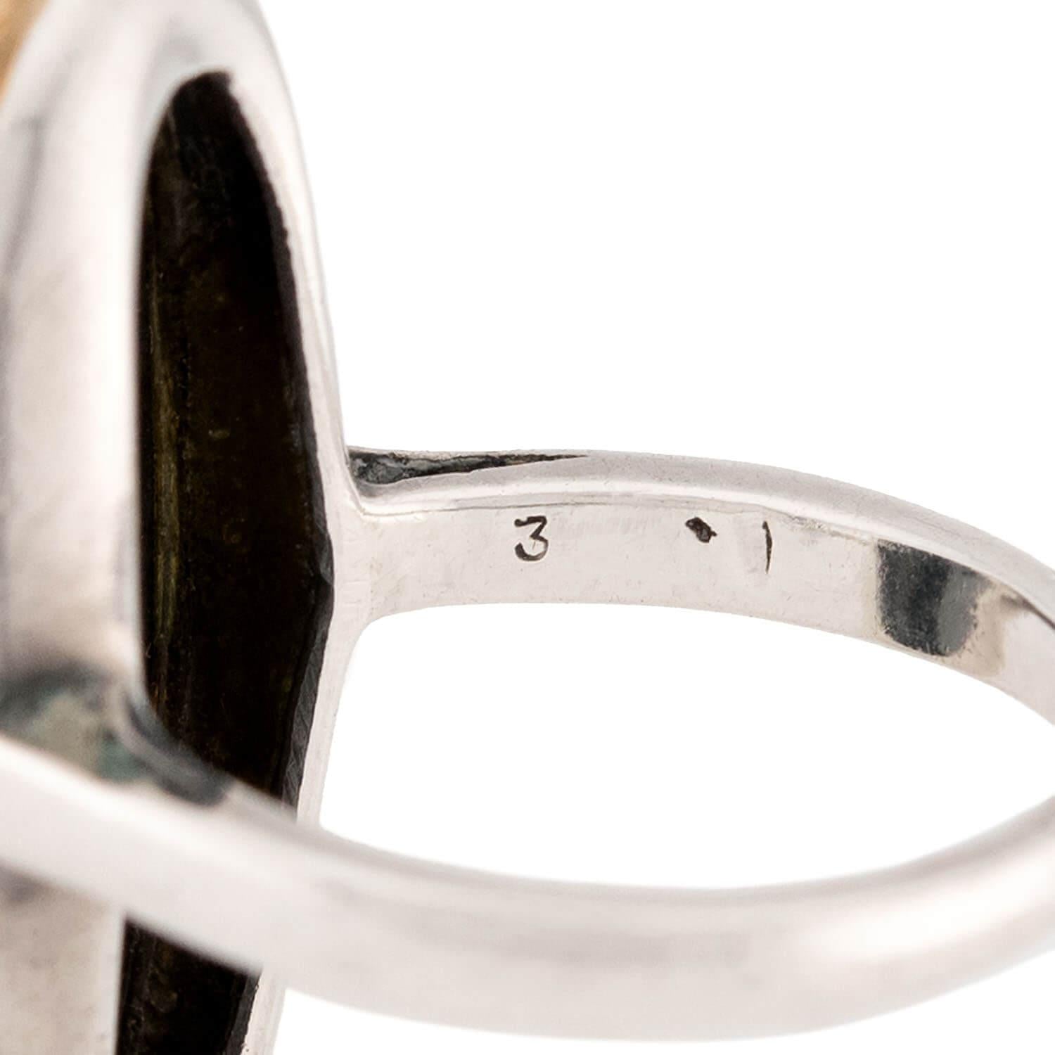 Vintage French Sterling Silver/18k Hematite Ring