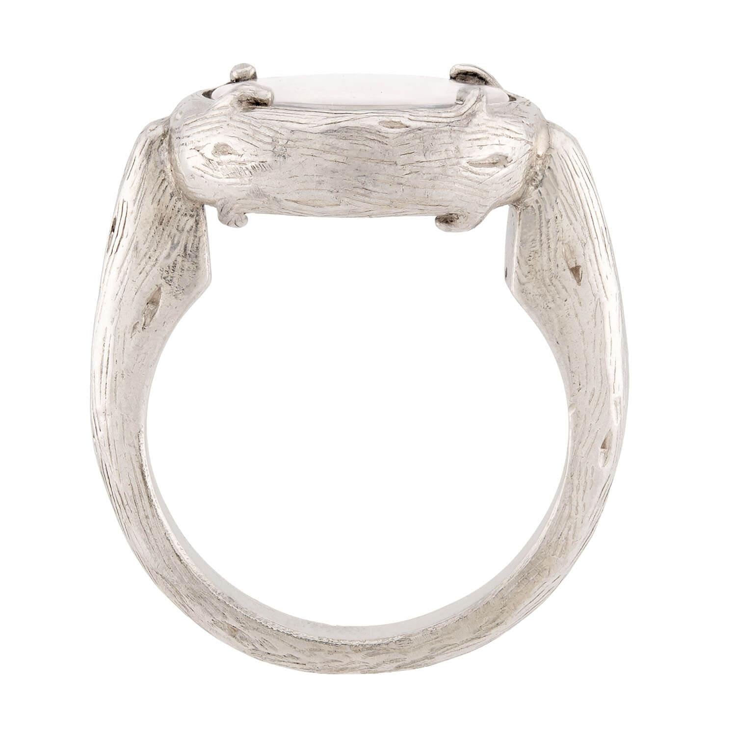 Estate Sterling Silver Diamond and Crystal Happy Ring