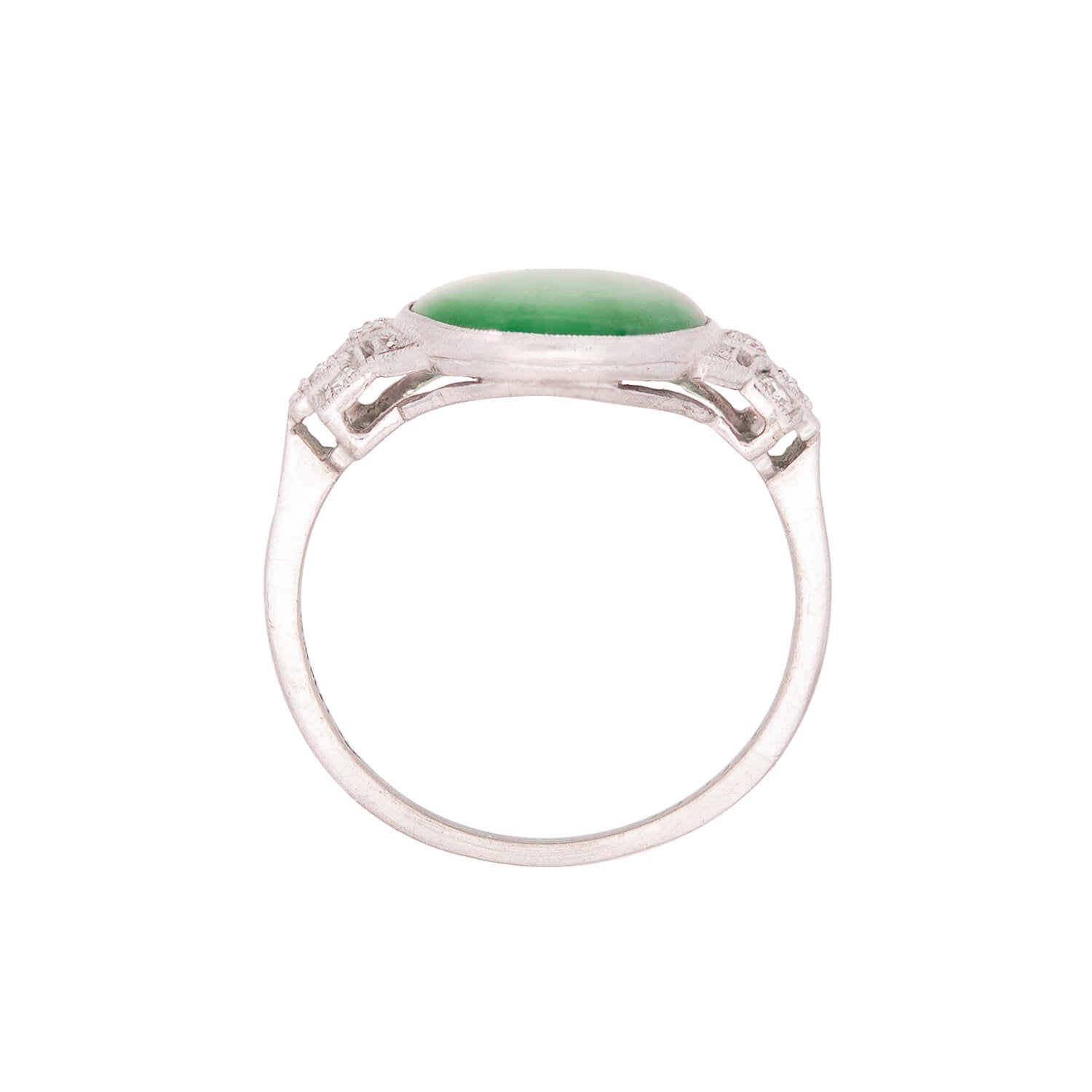 Edwardian Platinum Jade + Diamond Ring (On Hold)