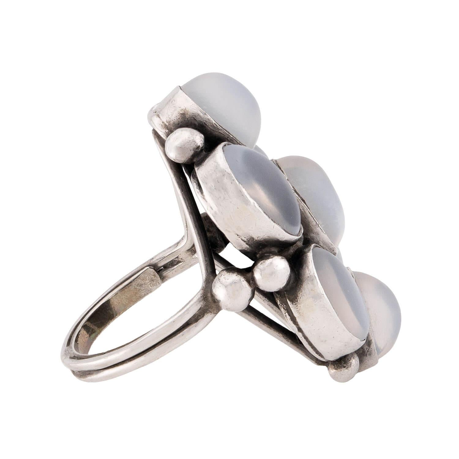 Arts & Crafts Sterling Silver Moonstone Statement Ring