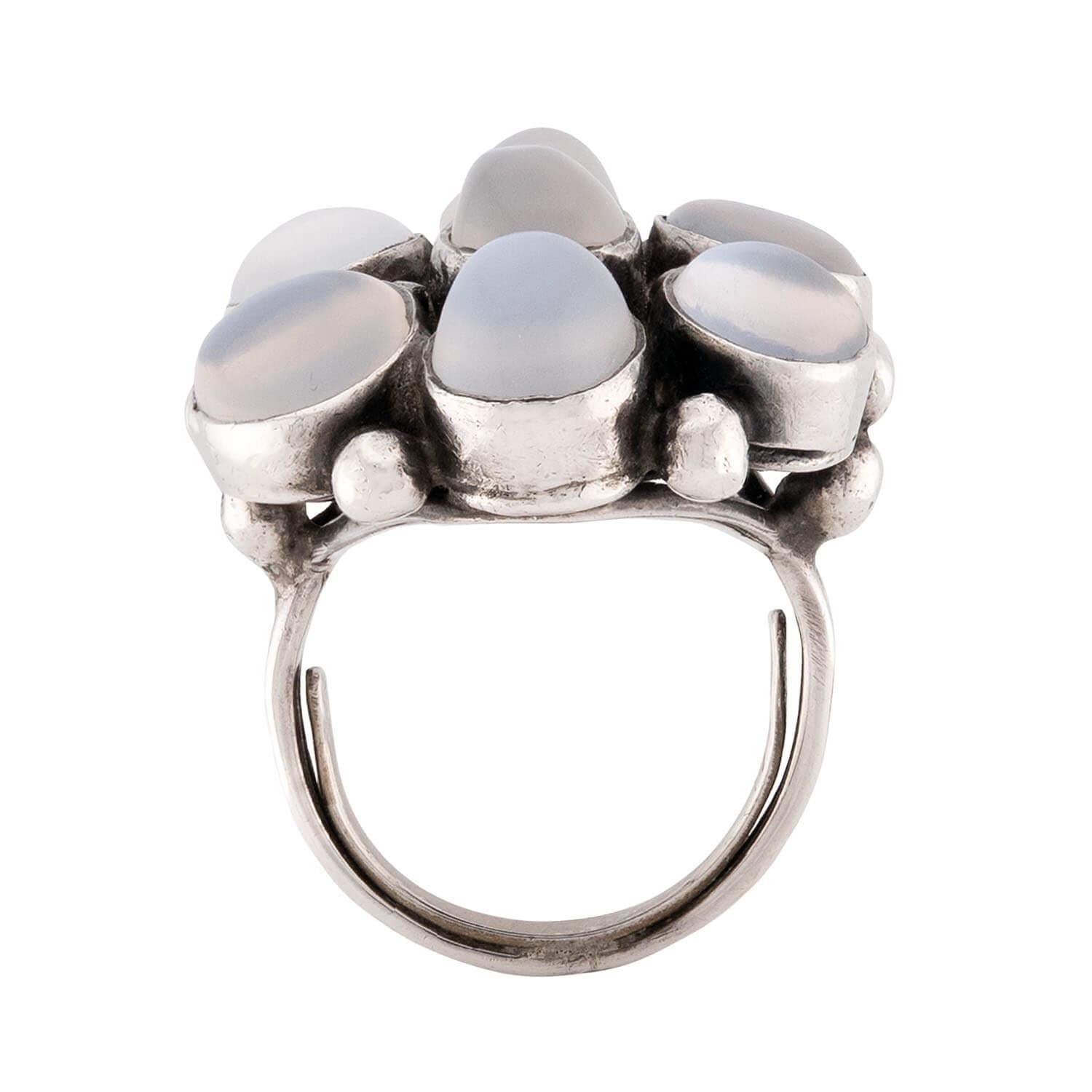 Arts & Crafts Sterling Silver Moonstone Statement Ring