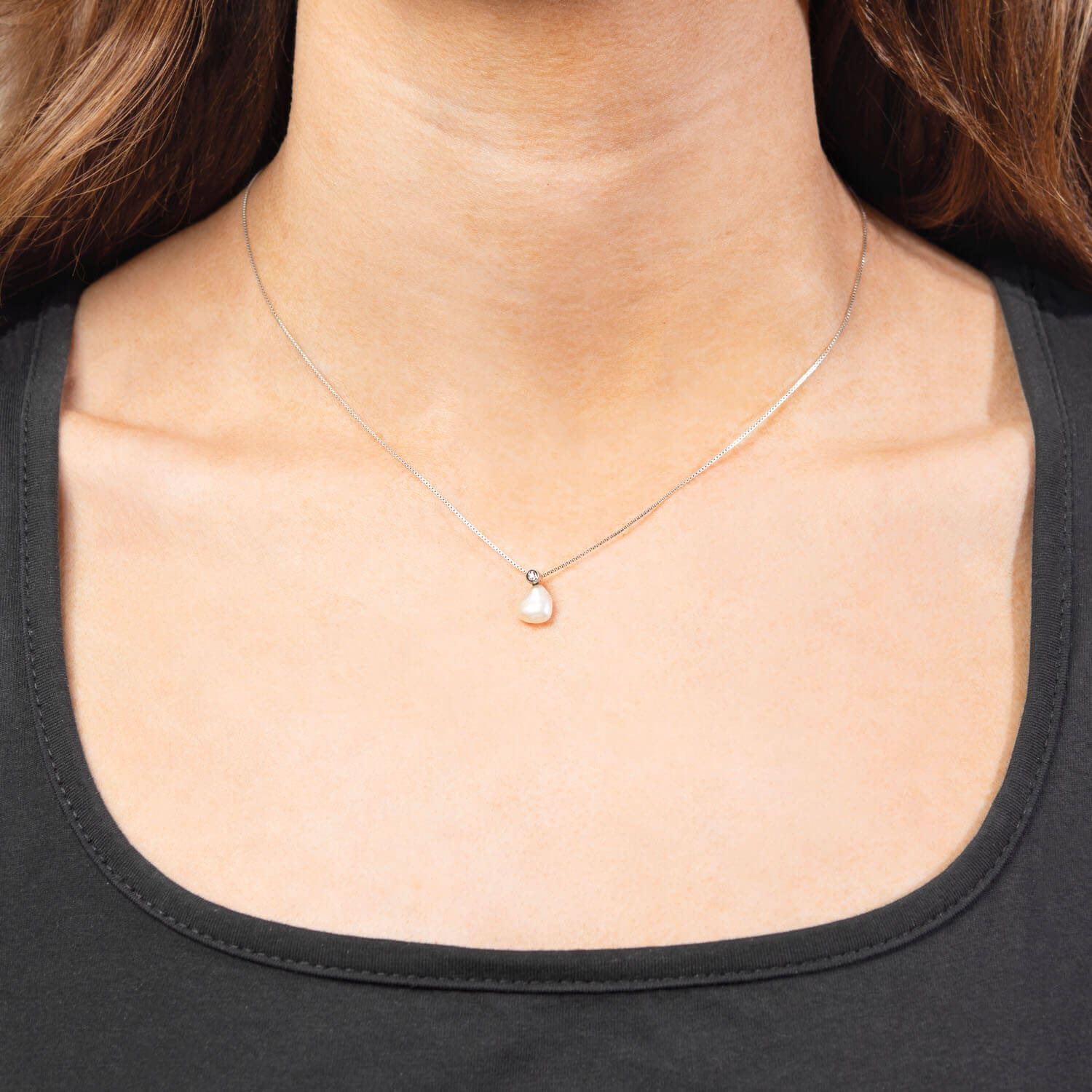Edwardian Platinum/14k/Sterling Silver Pearl and Diamond Pendant Necklace
