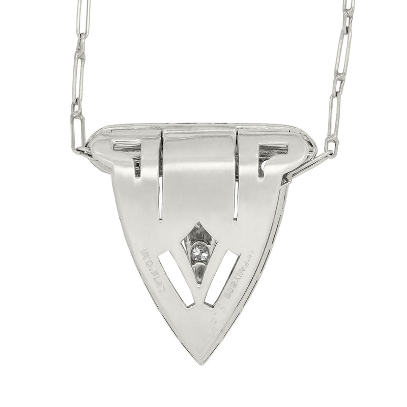 TIFFANY & CO. Art Deco Platinum Diamond Fur Clip Necklace 1 ctw