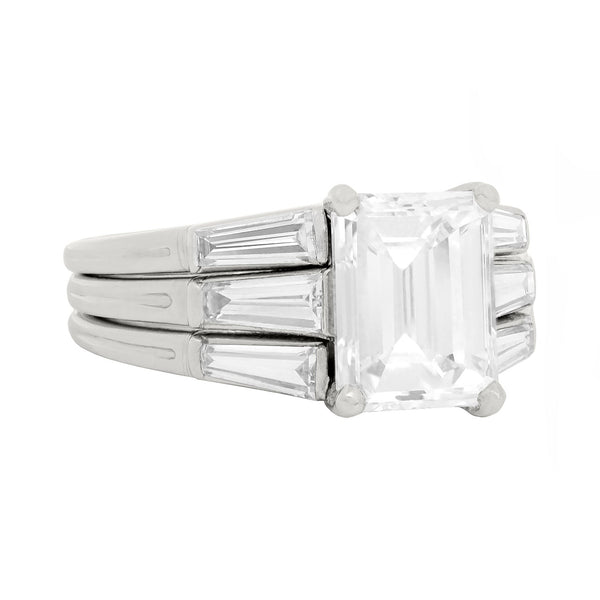 TIFFANY & CO Retro Platinum GIA Emerald Cut Diamond Engagement Ring 3.03ct