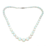 Edwardian 14k Graduated Opal and Crystal Bead Necklace w/Diamond Clasp
