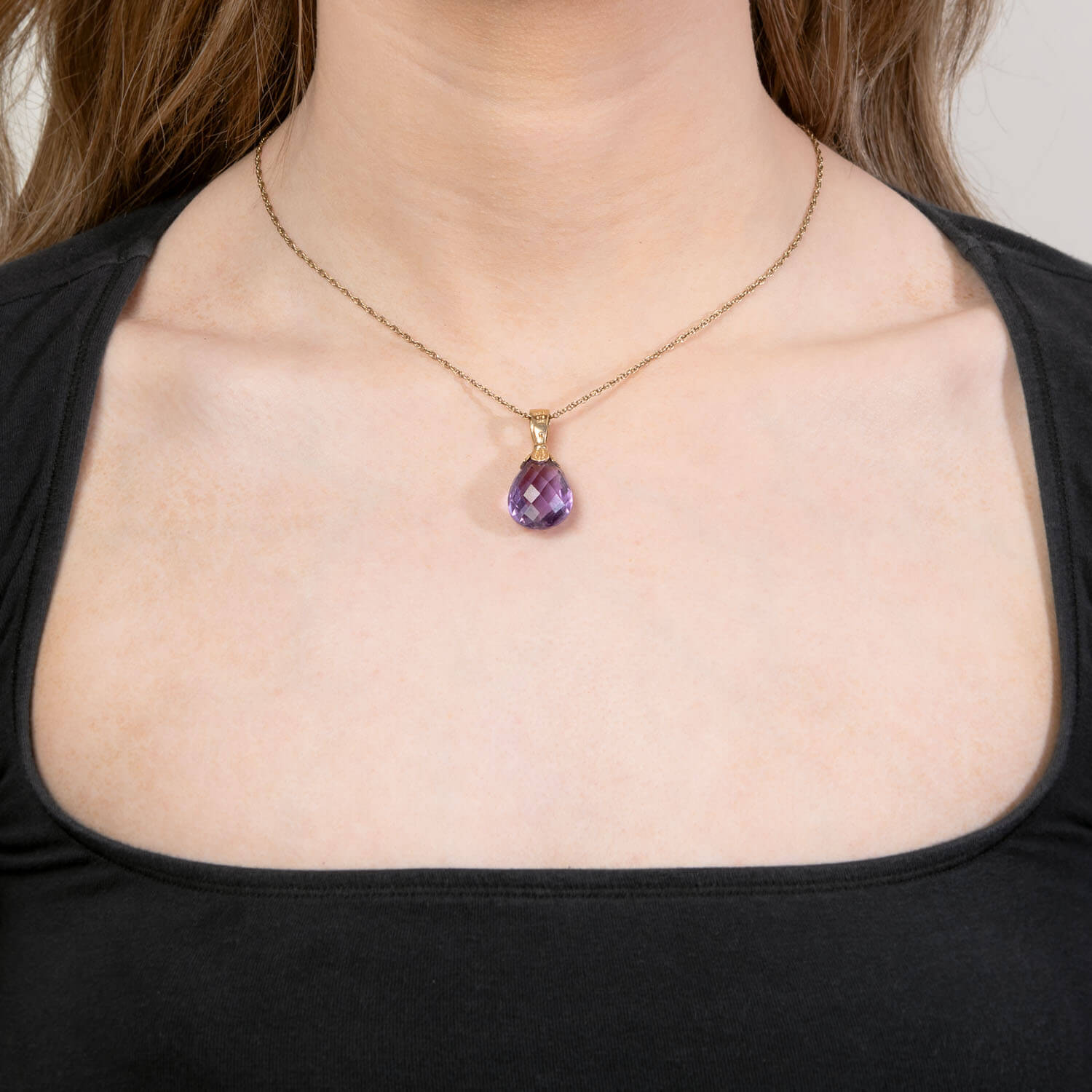 Vintage Indian 14k Amethyst Drop Pendant/Charm