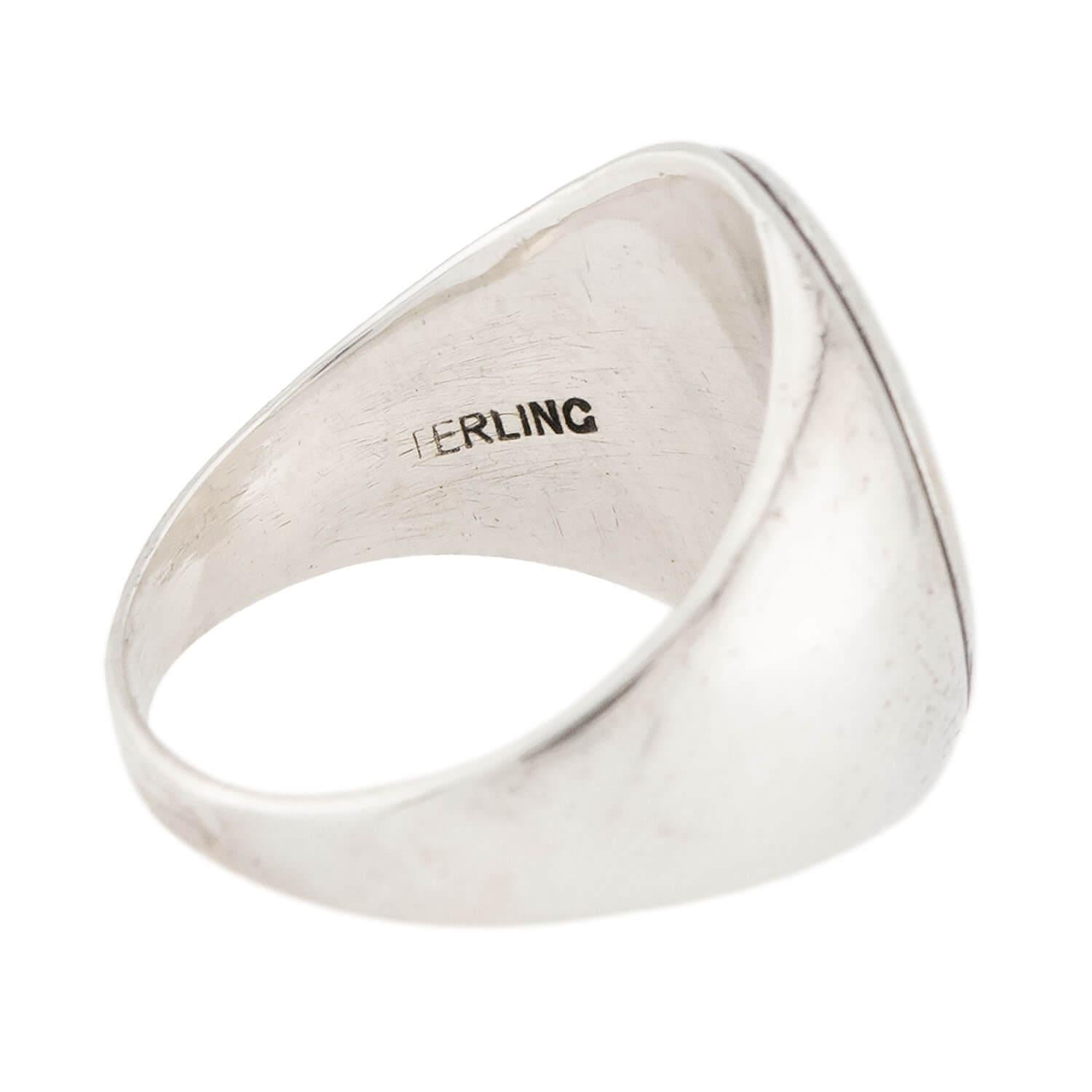 Victorian Sterling Silver Crest Signet Ring