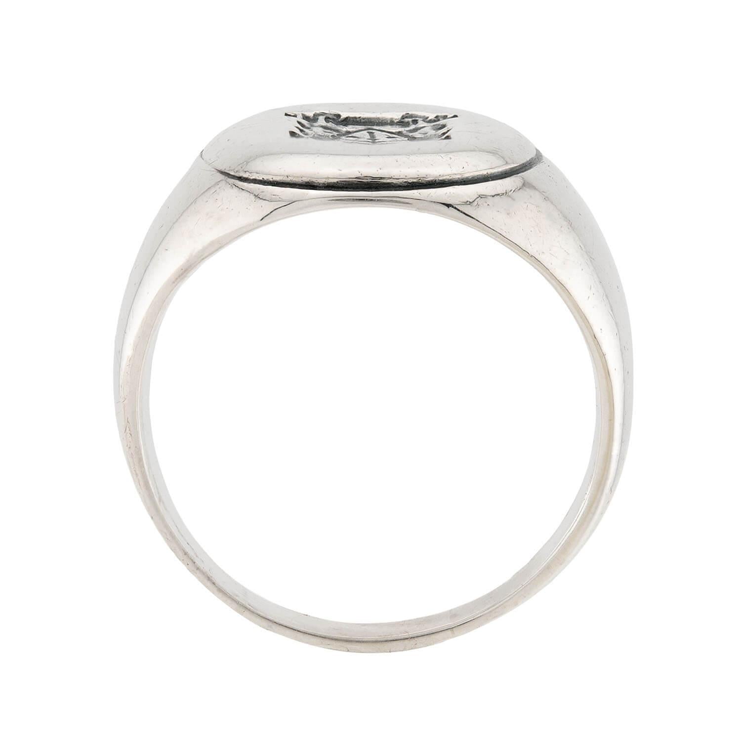 Victorian Sterling Silver Crest Signet Ring