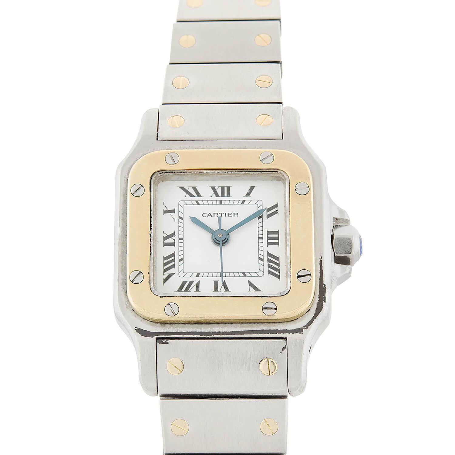 CARTIER Estate 18k/Stainless Steel Santos Two-Tone Ladies Watch
