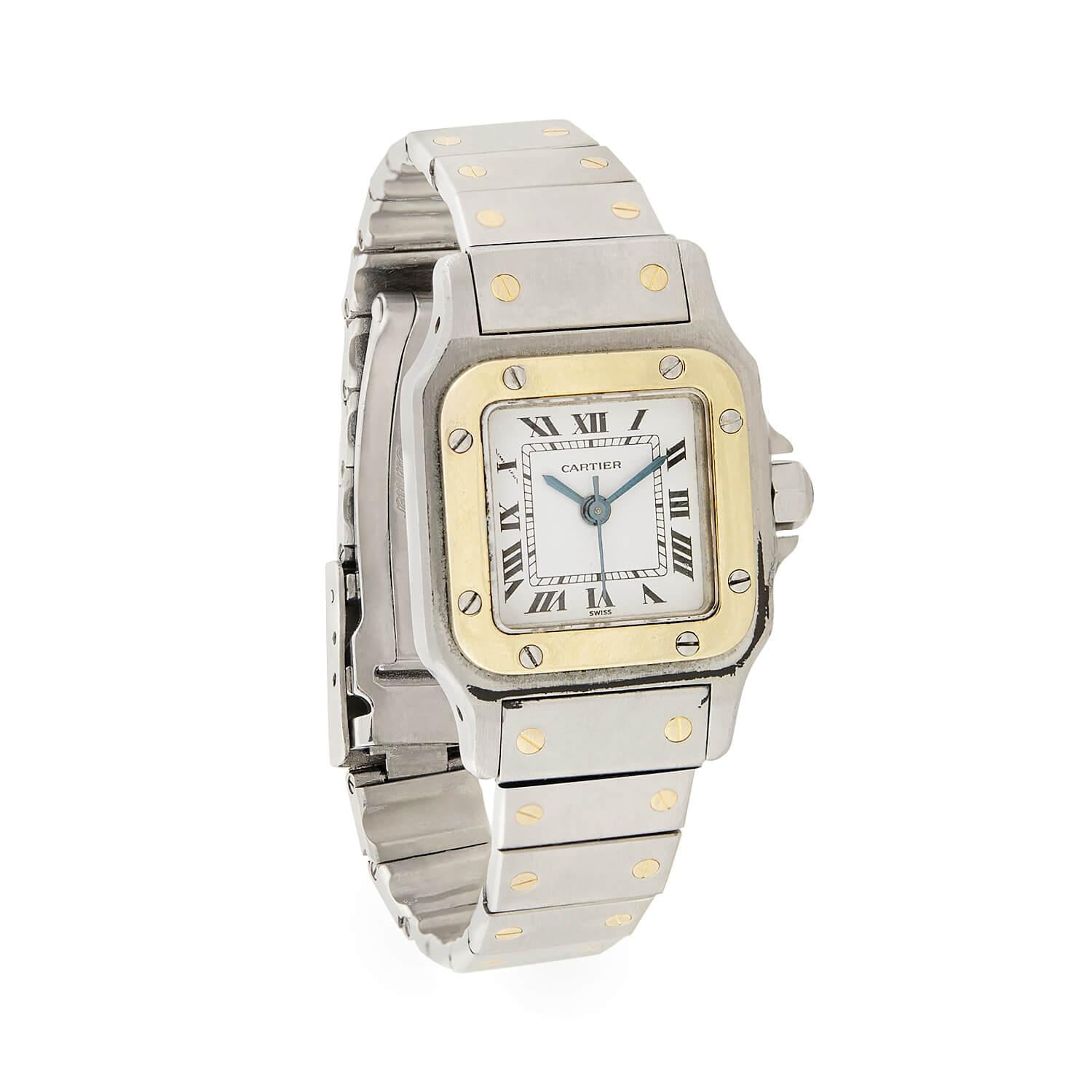 CARTIER Estate 18k/Stainless Steel Santos Two-Tone Ladies Watch