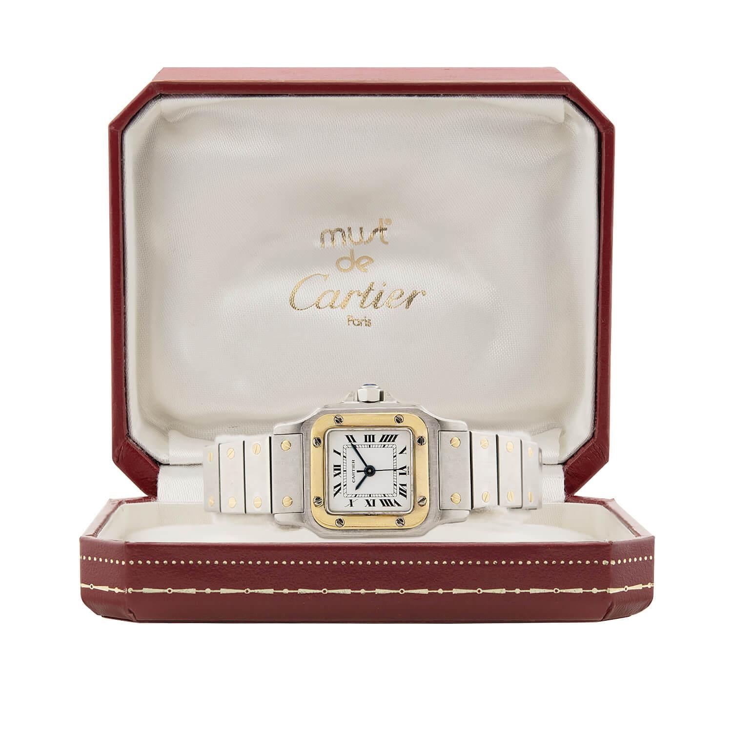 CARTIER Estate 18k/Stainless Steel Santos Two-Tone Ladies Watch