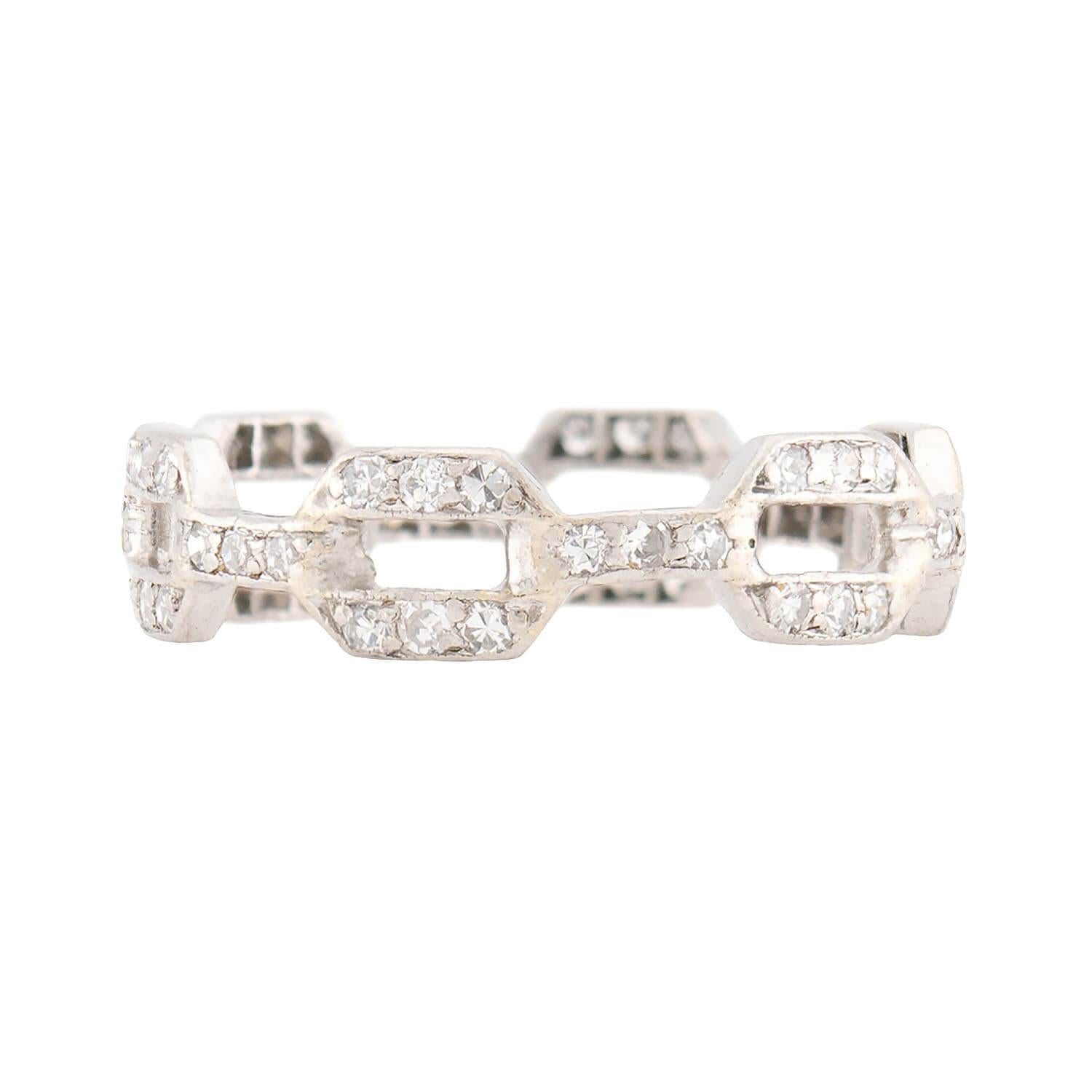 Estate Platinum Diamond Chain Link Ring