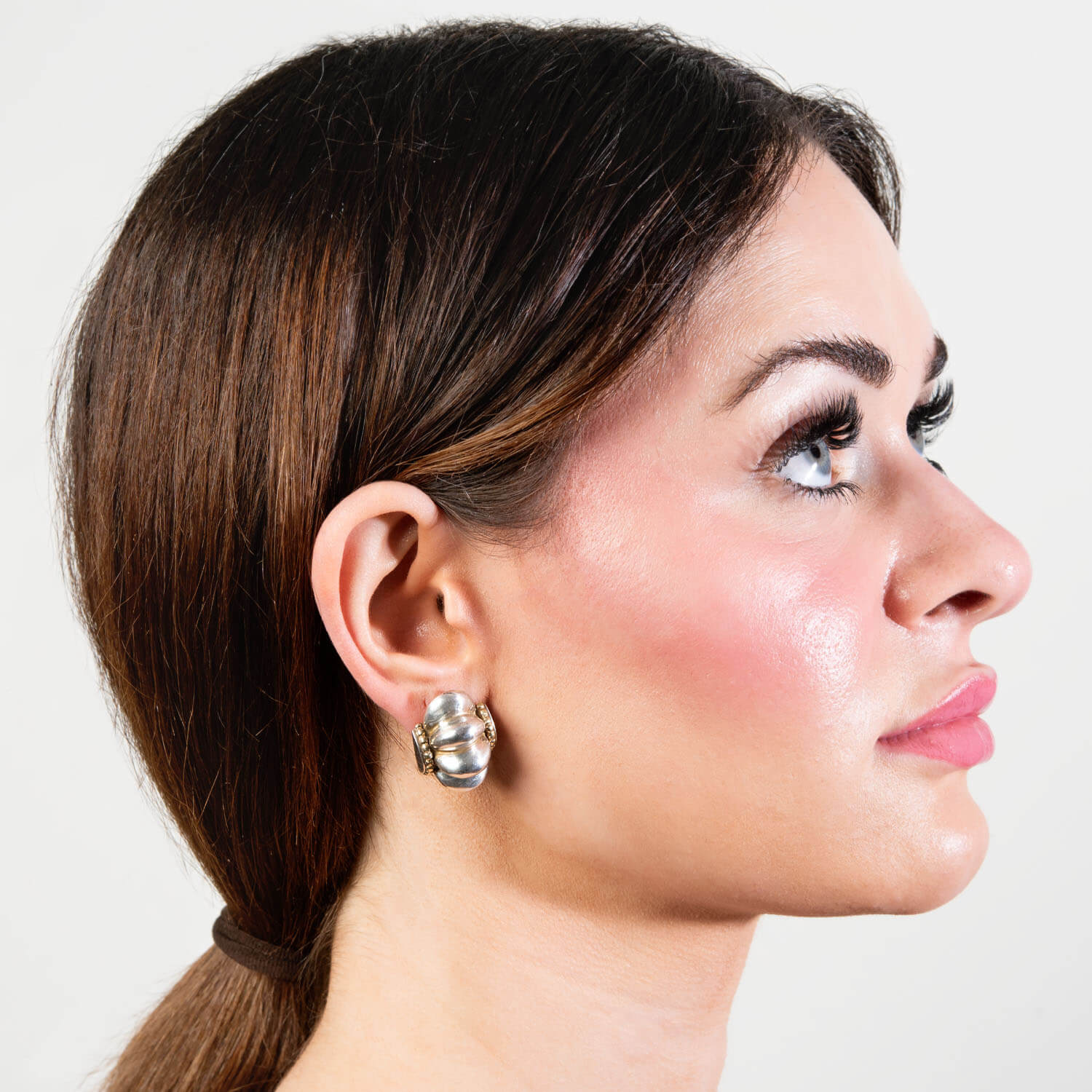 LAGOS Estate 18k/Sterling Silver Bubble Ring & Earring Set