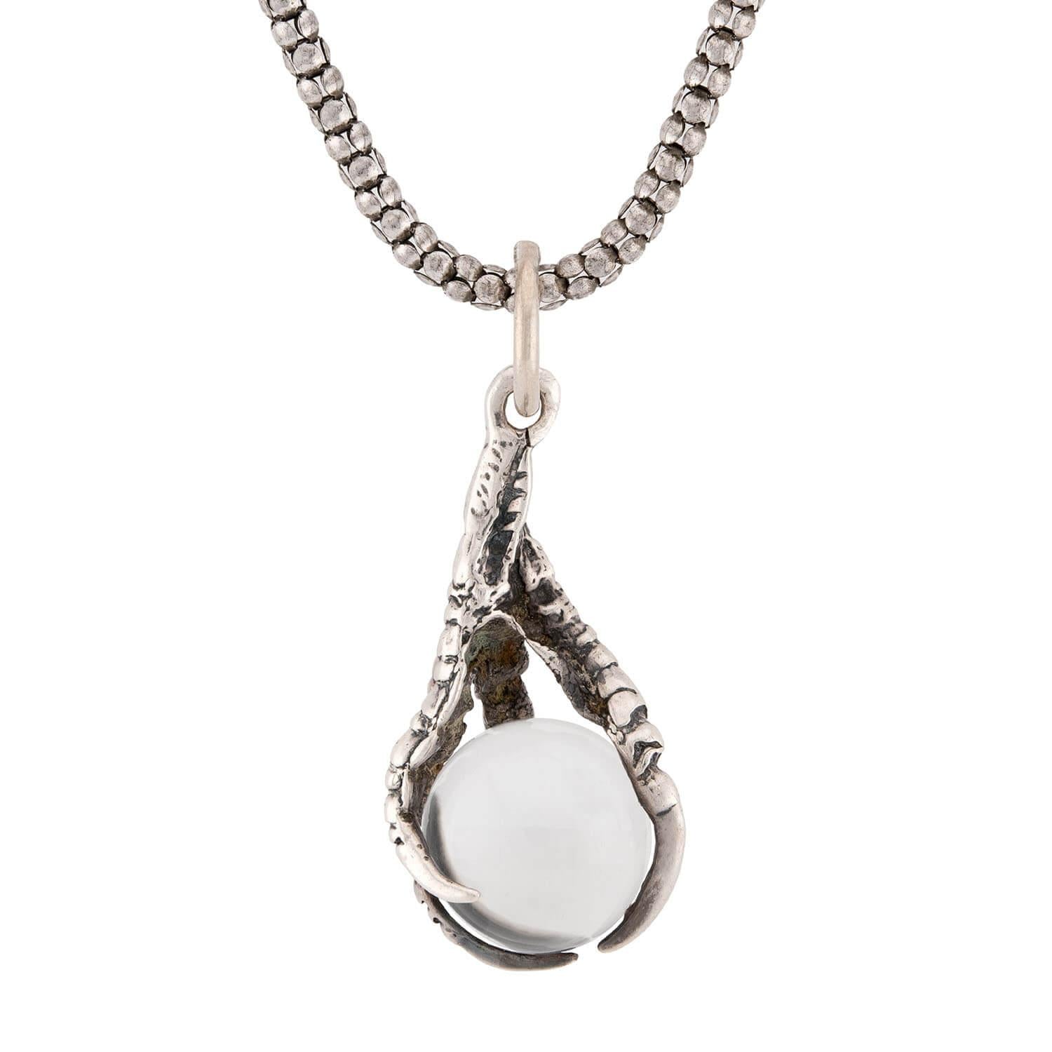 Victorian Sterling Silver Pool of Light Claw Pendant Necklace
