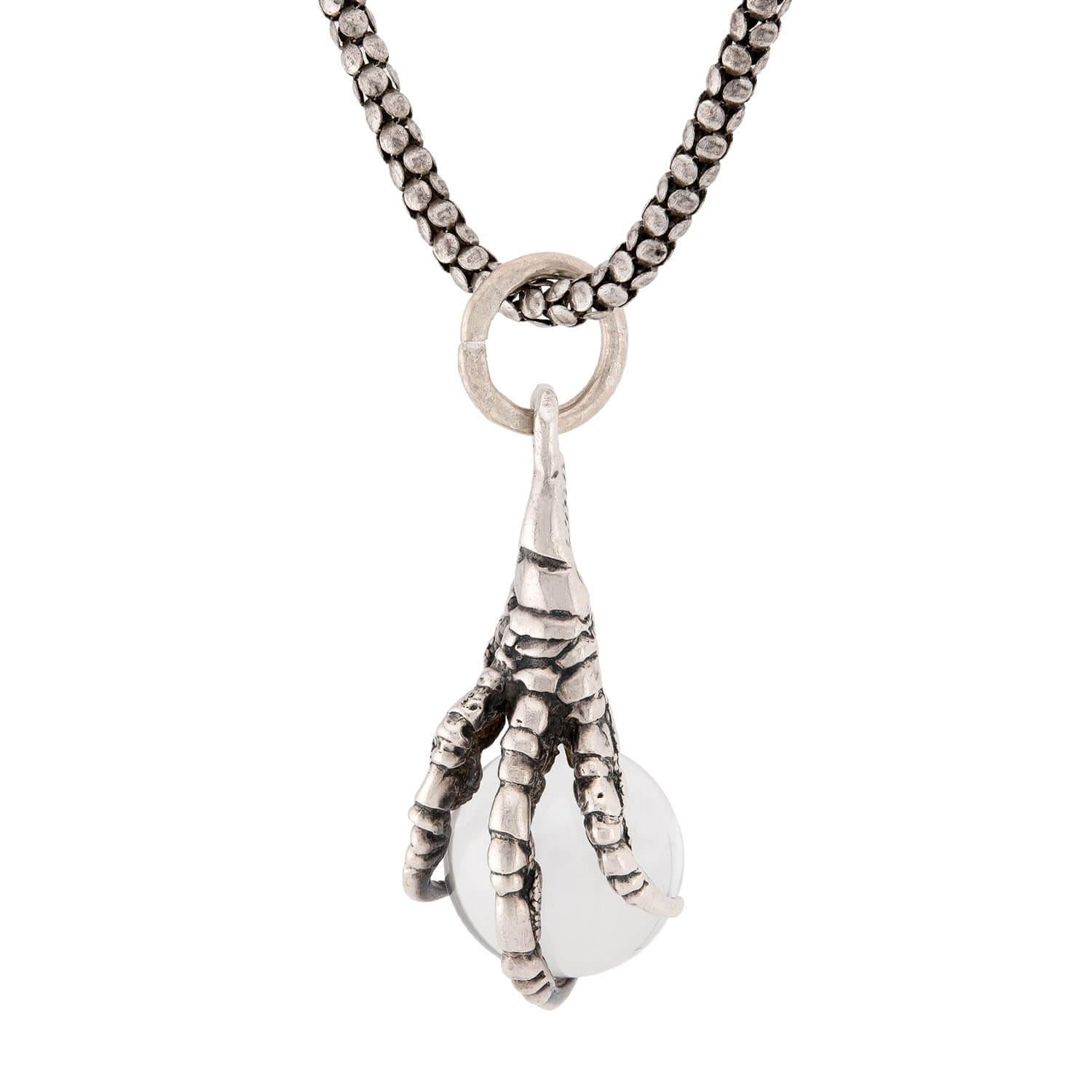 Victorian Sterling Silver Pool of Light Claw Pendant Necklace