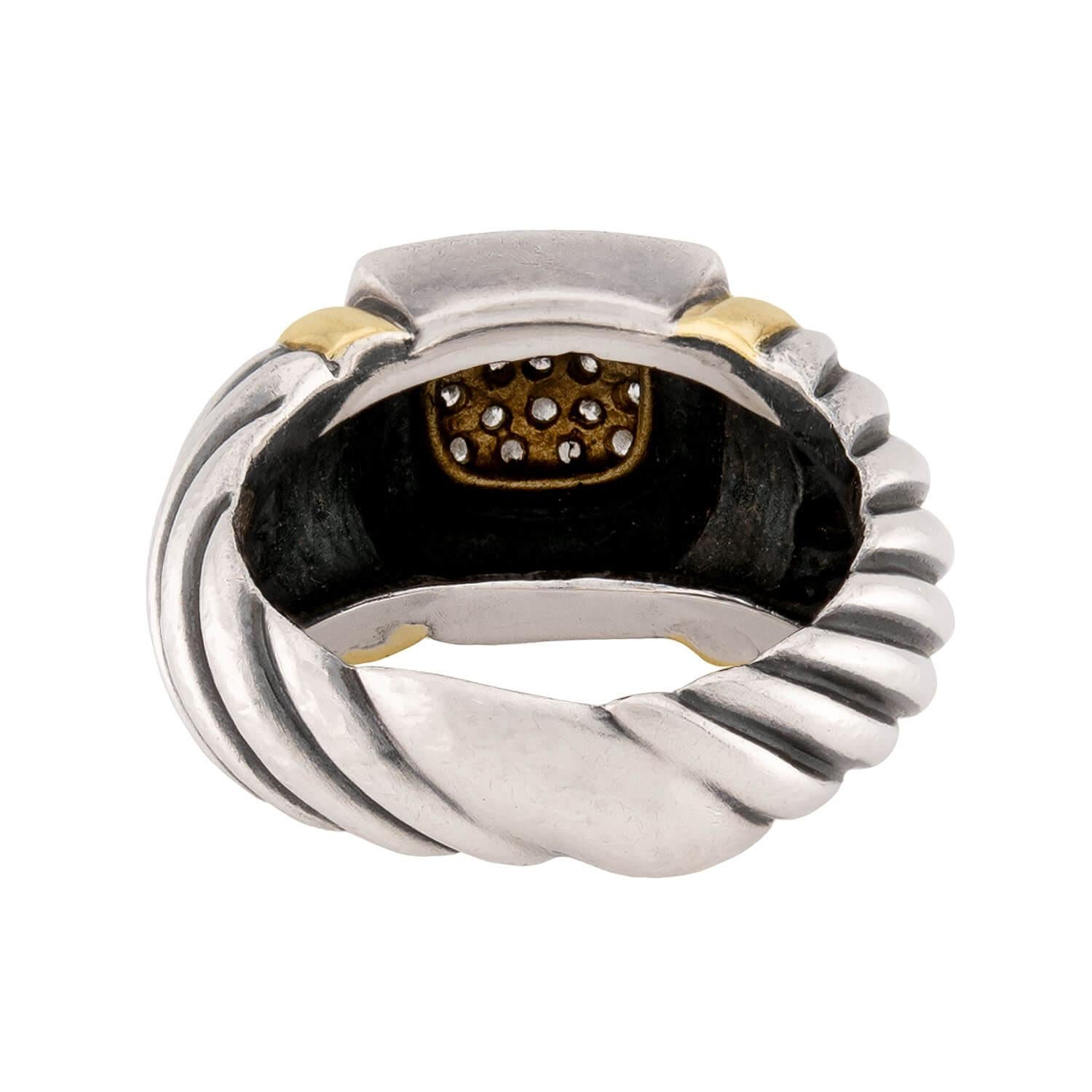 DAVID YURMAN Estate 18k & Sterling Silver Pavé Ring