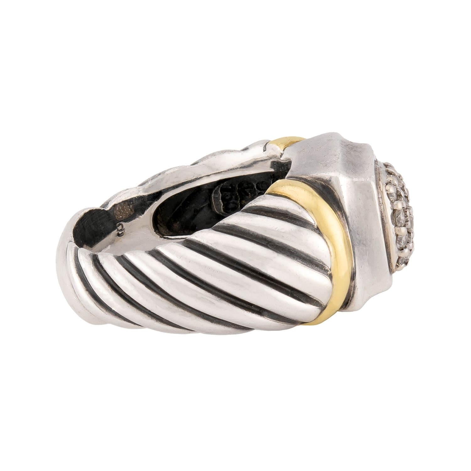 DAVID YURMAN Estate 18k & Sterling Silver Pavé Ring
