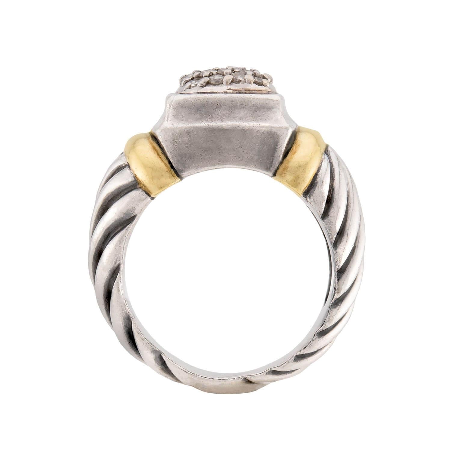 DAVID YURMAN Estate 18k & Sterling Silver Pavé Ring