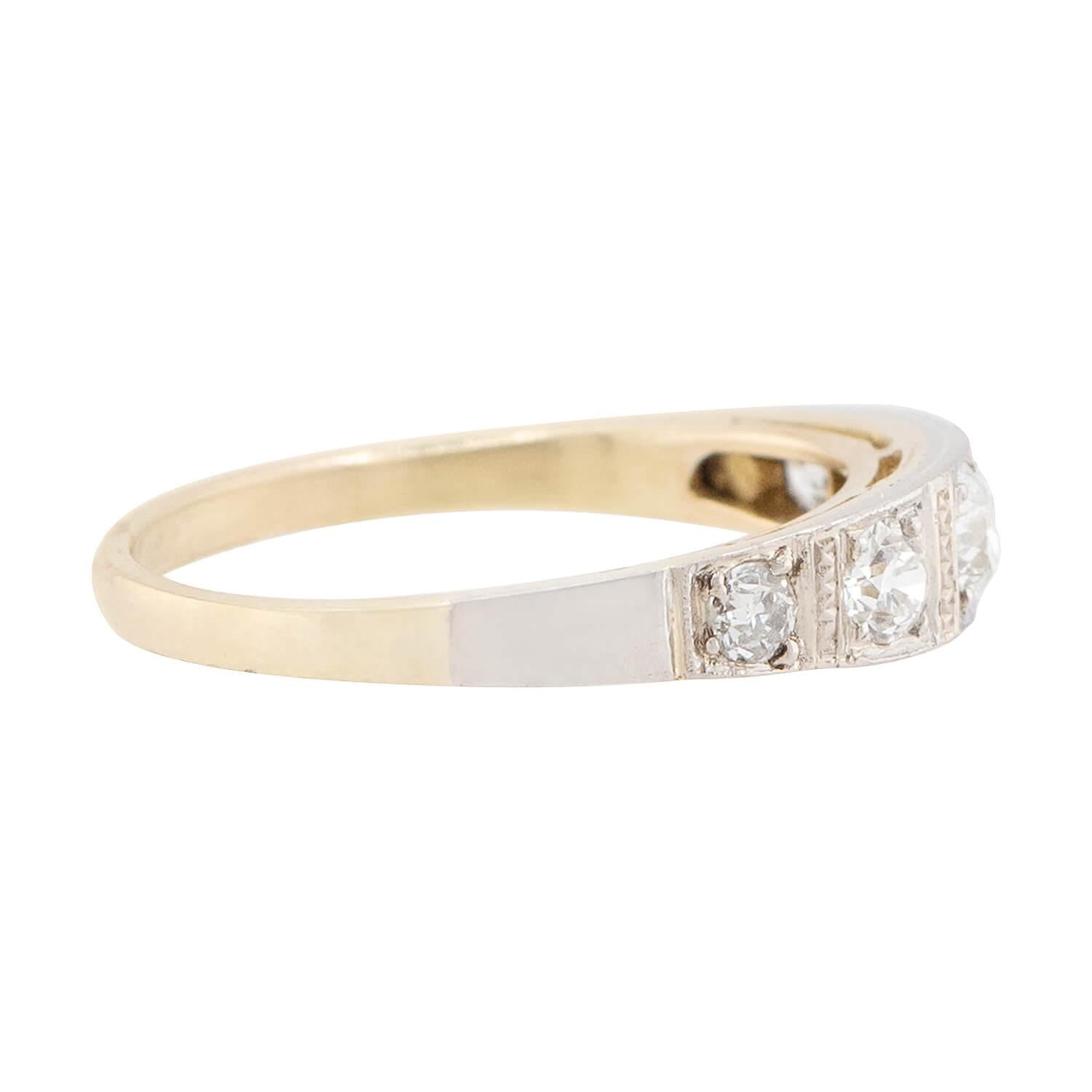 Edwardian 18k & Platinum Diamond Five Stone Ring