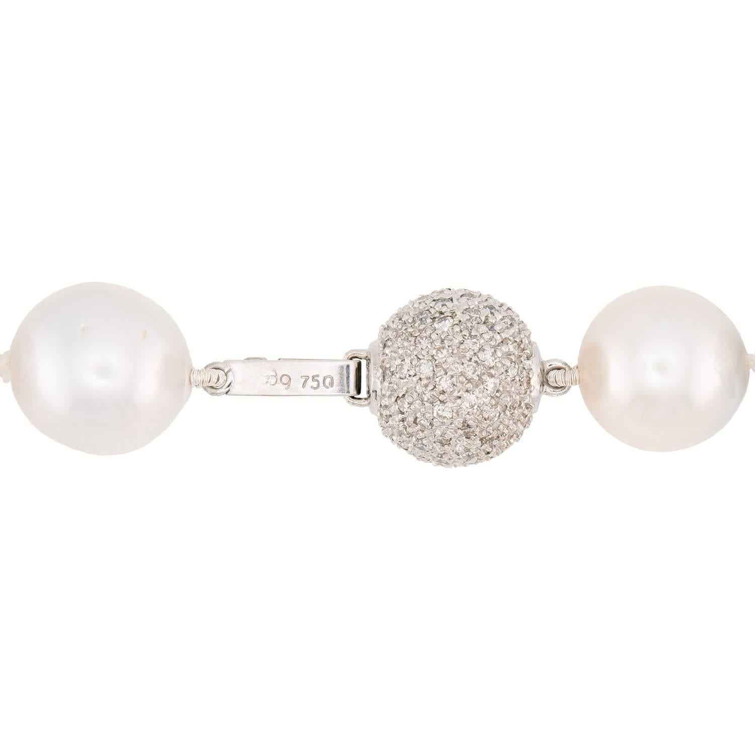 Estate 18k Pearl and Diamond Necklace 18"