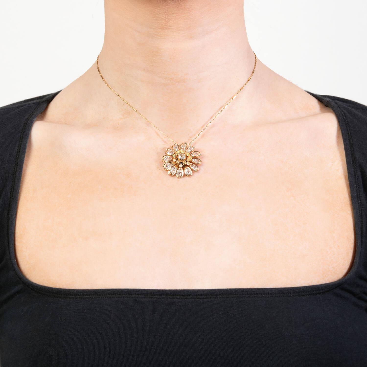 Victorian 18k Diamond Floral Motif Pendant