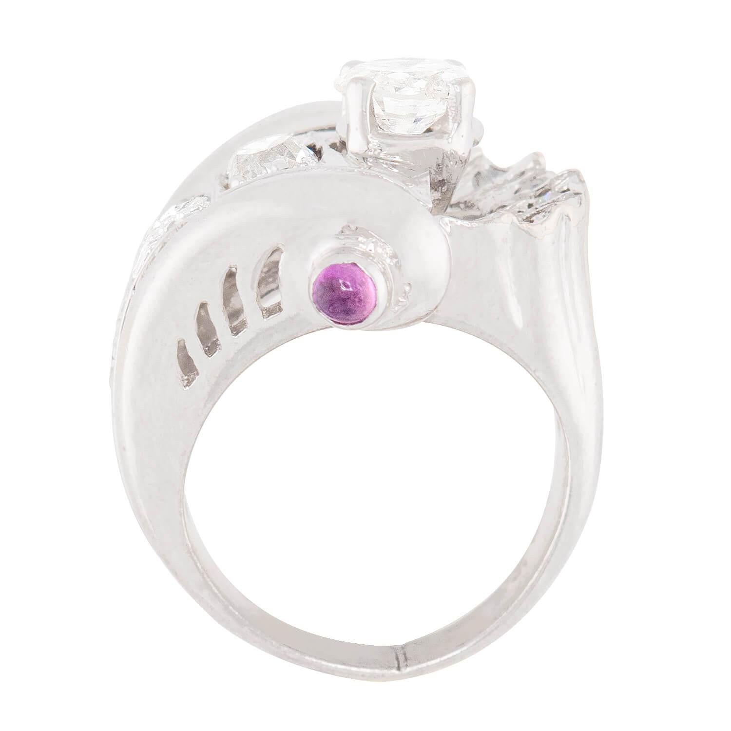 Retro 14k Diamond and Sapphire Statement Ring