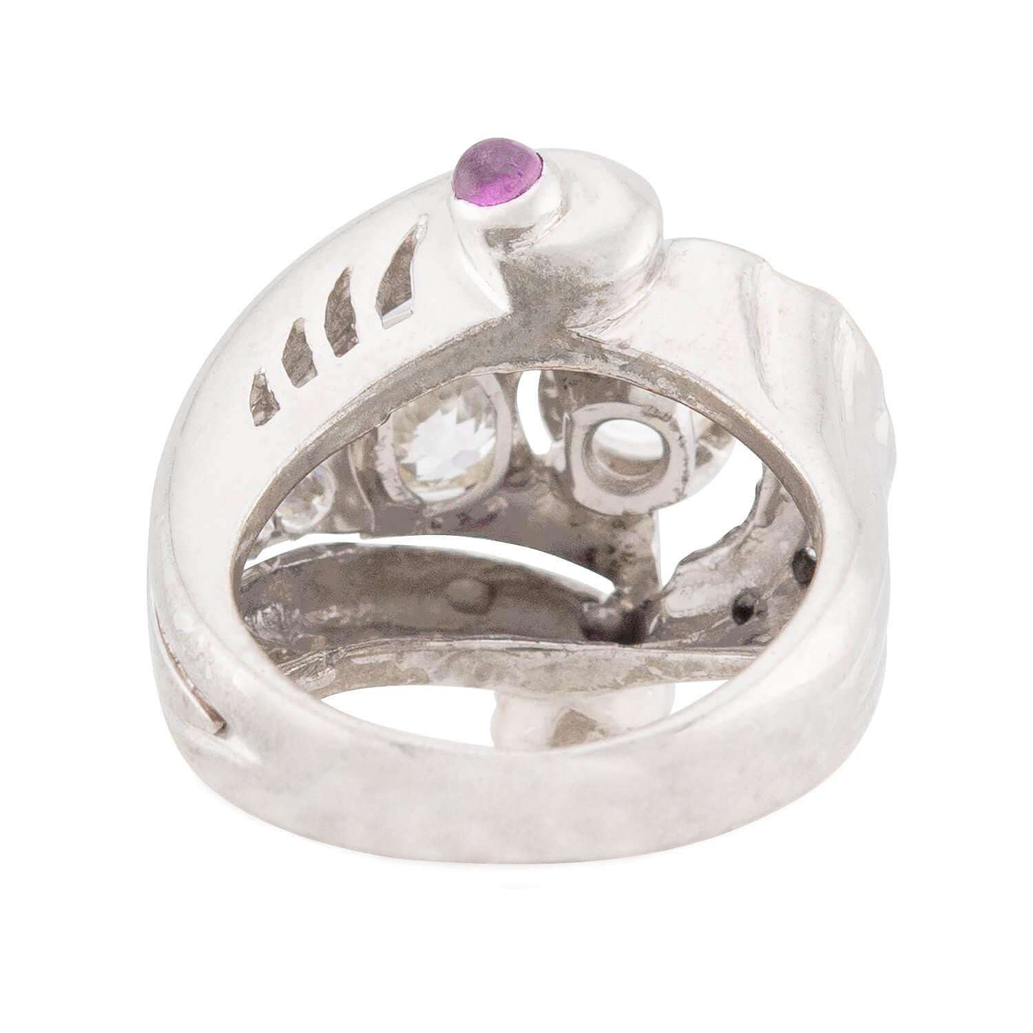 Retro 14k Diamond and Sapphire Statement Ring