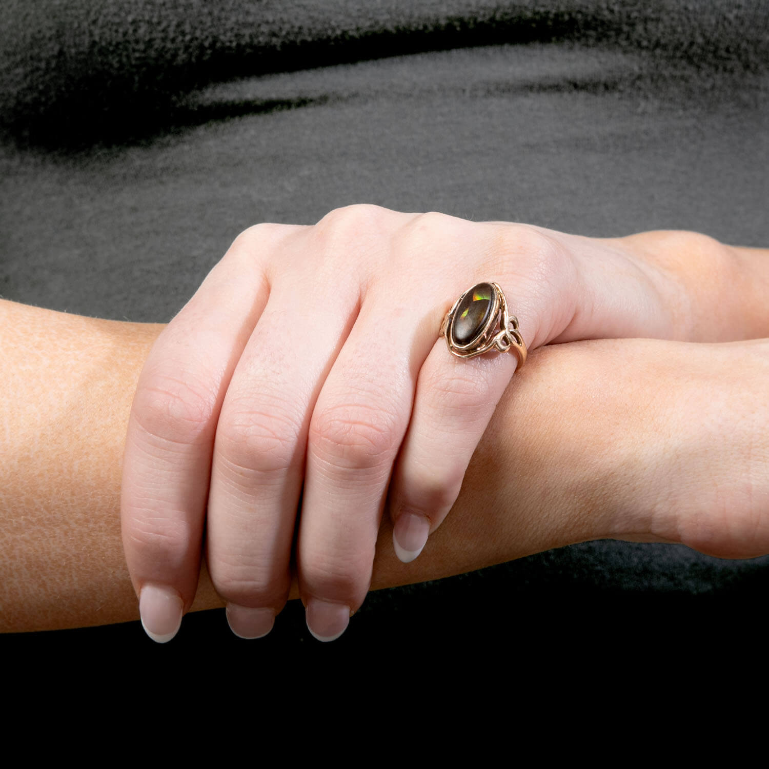 Art Nouveau 12K Boulder Opal Ring