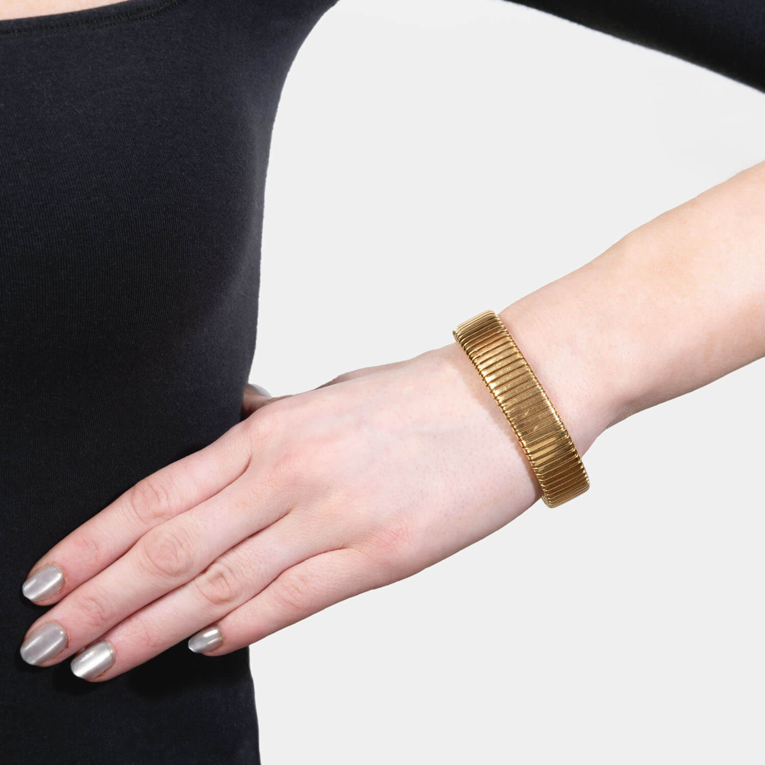 CARLO WEINGRILL Estate 18k Gooseneck Cuff Bracelet