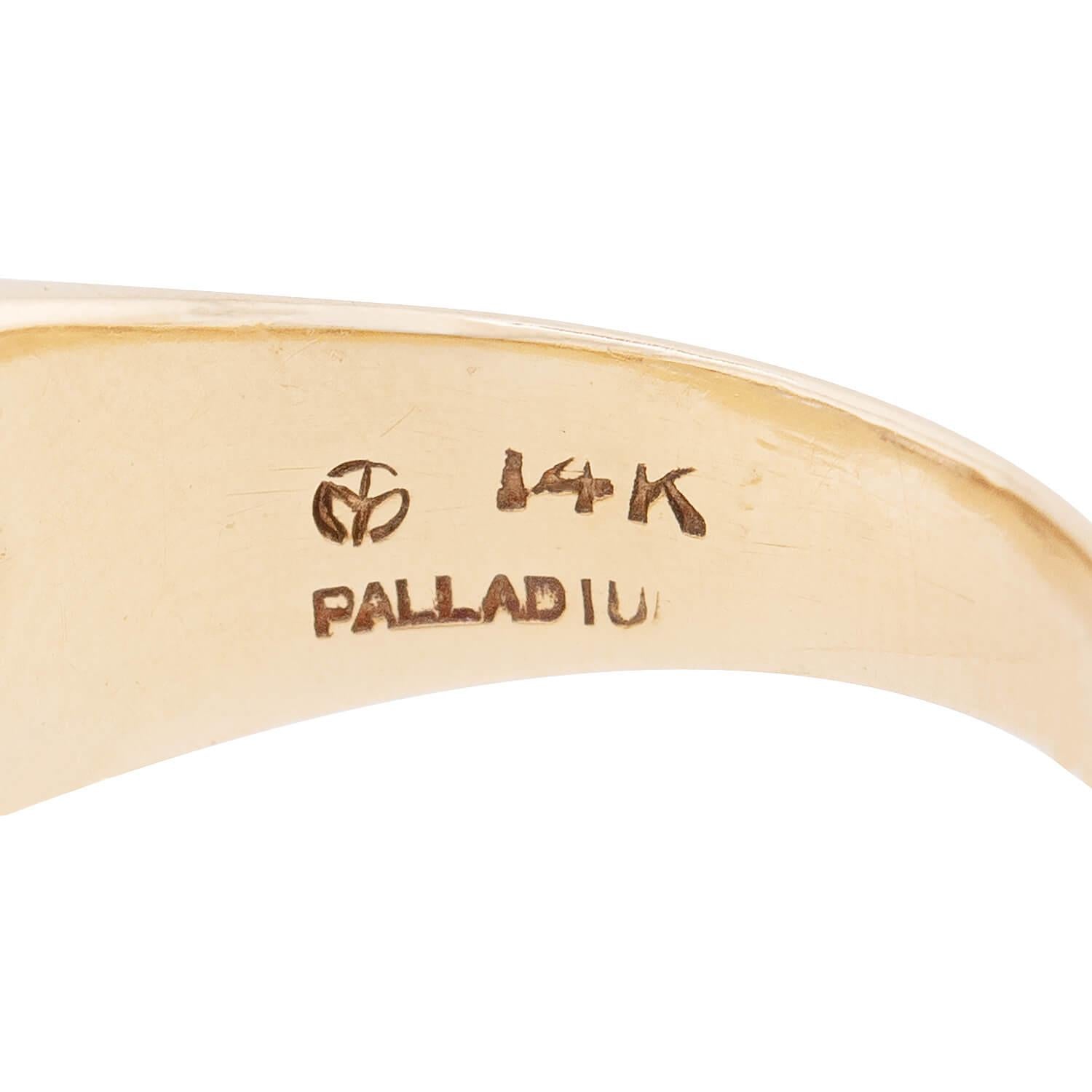 Retro 14k & Palladium Diamond Three Stone Ring