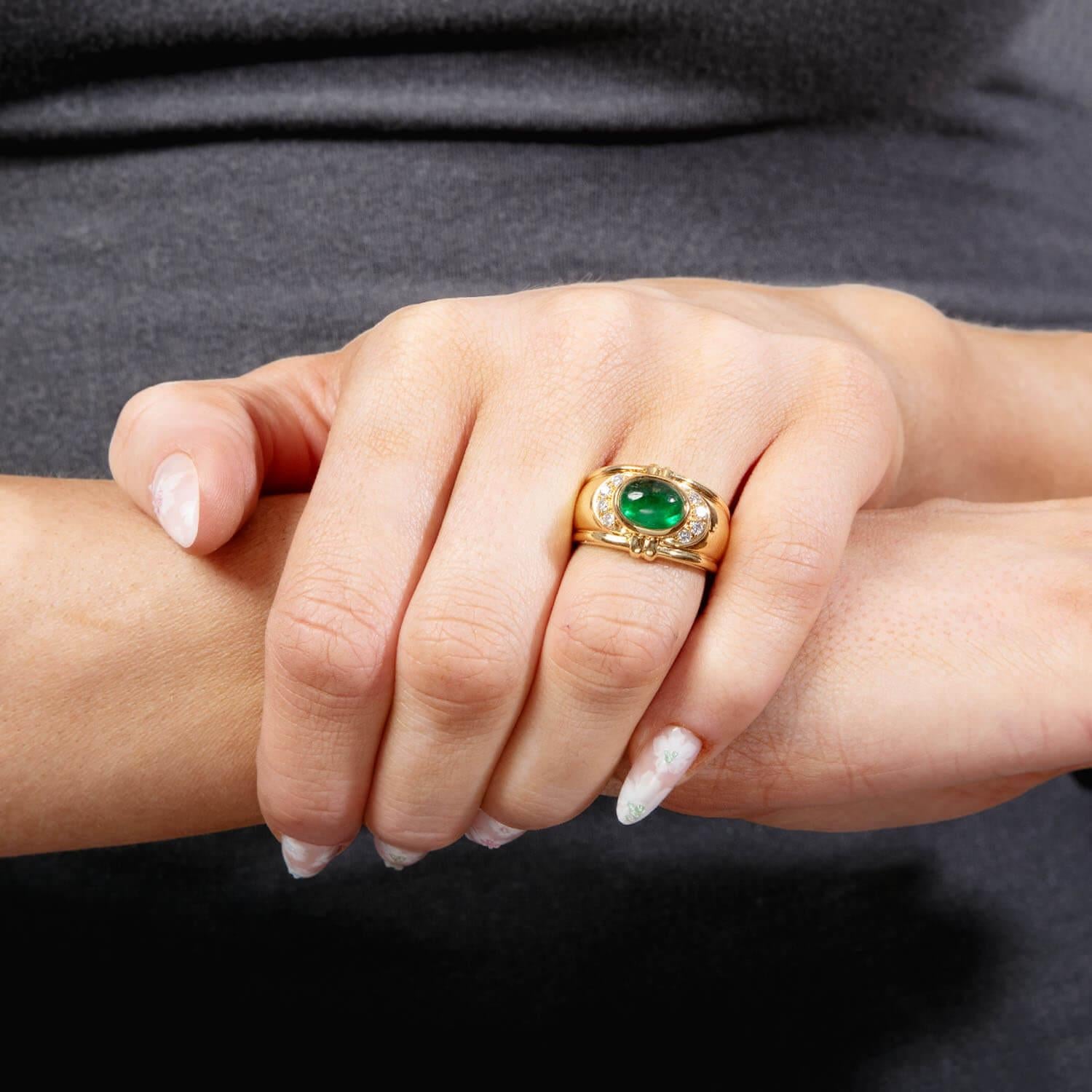 Estate 18k Emerald and Diamond Ring