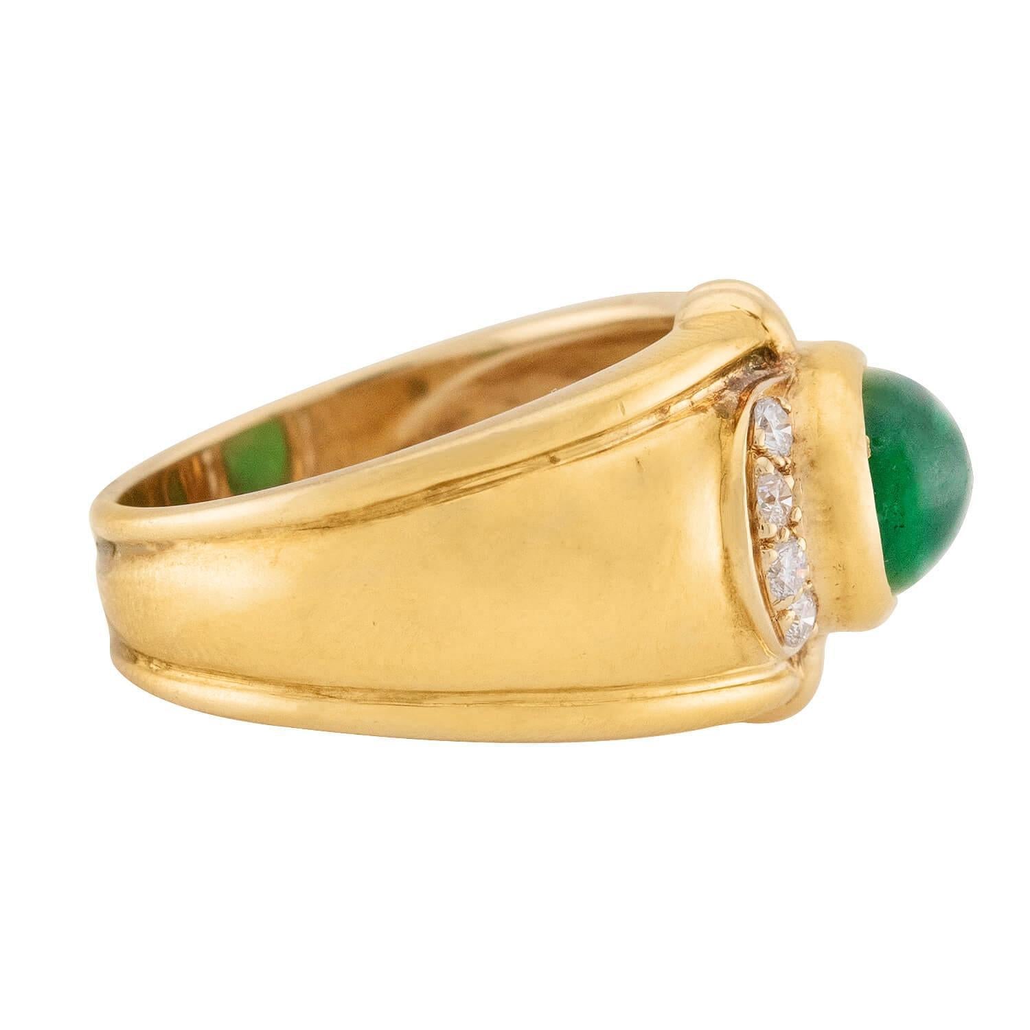 Estate 18k Emerald and Diamond Ring