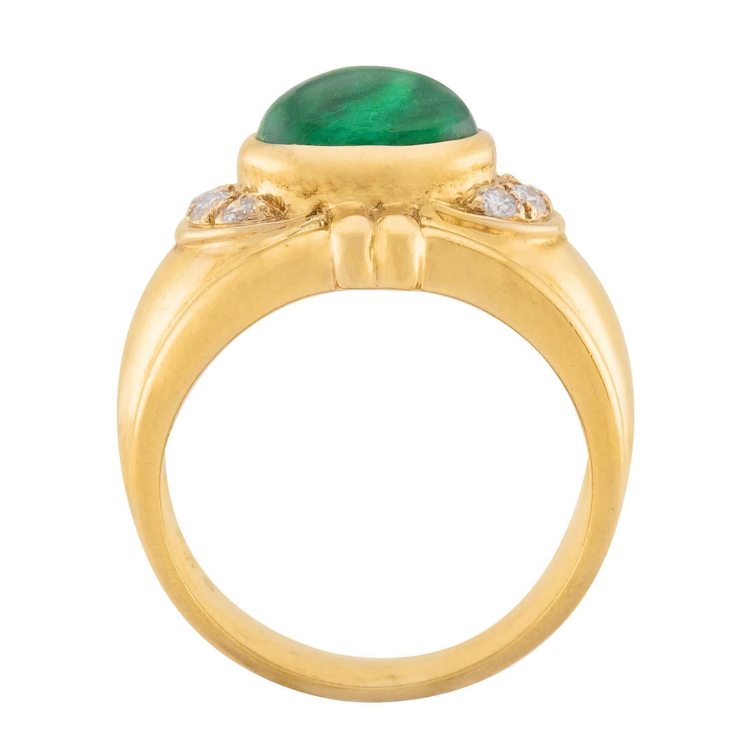 Estate 18k Emerald and Diamond Ring