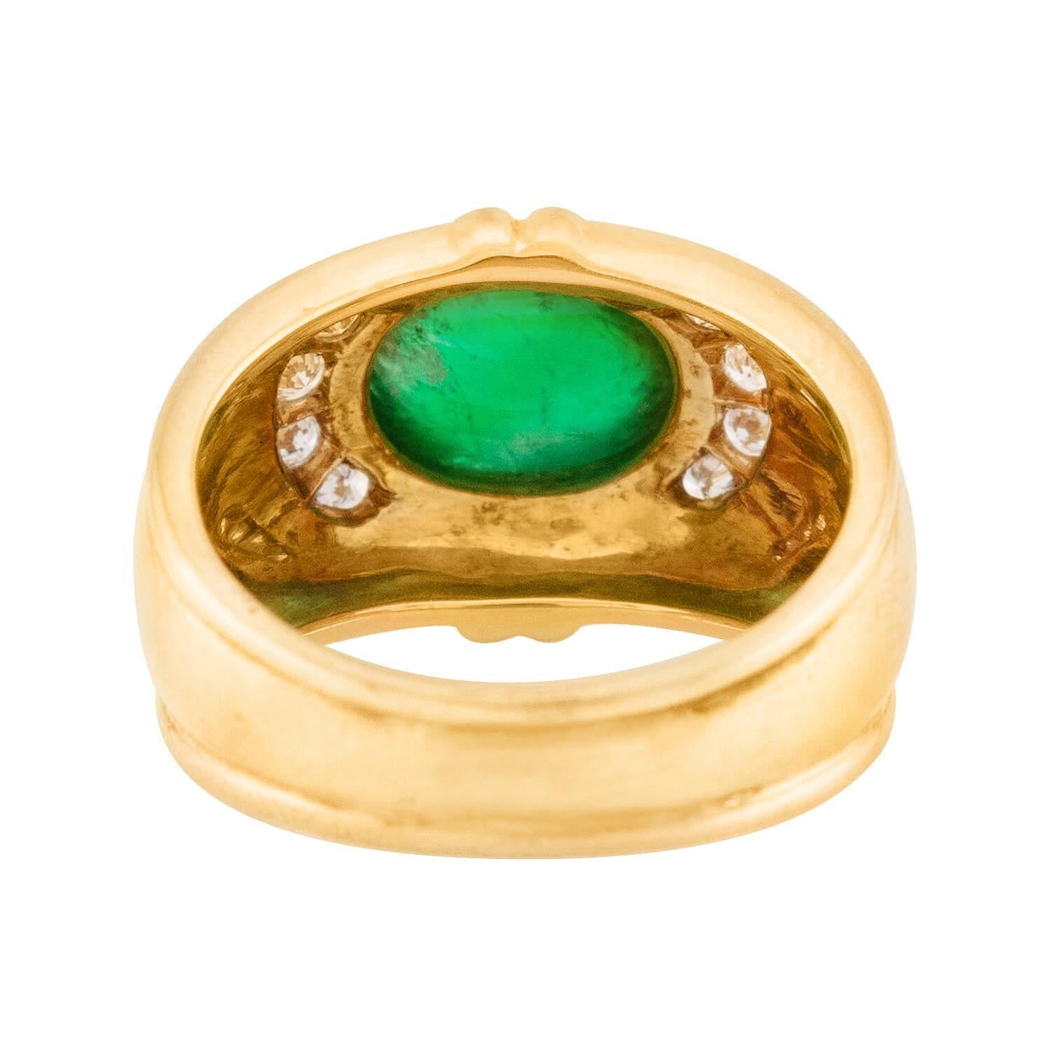 Estate 18k Emerald and Diamond Ring