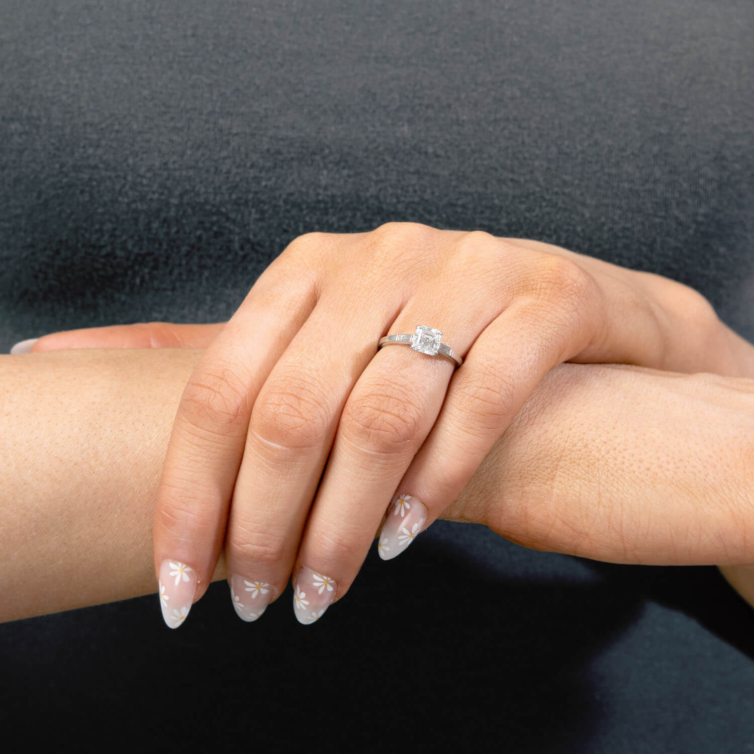 Retro Platinum Diamond Engagement Ring 1.06ct