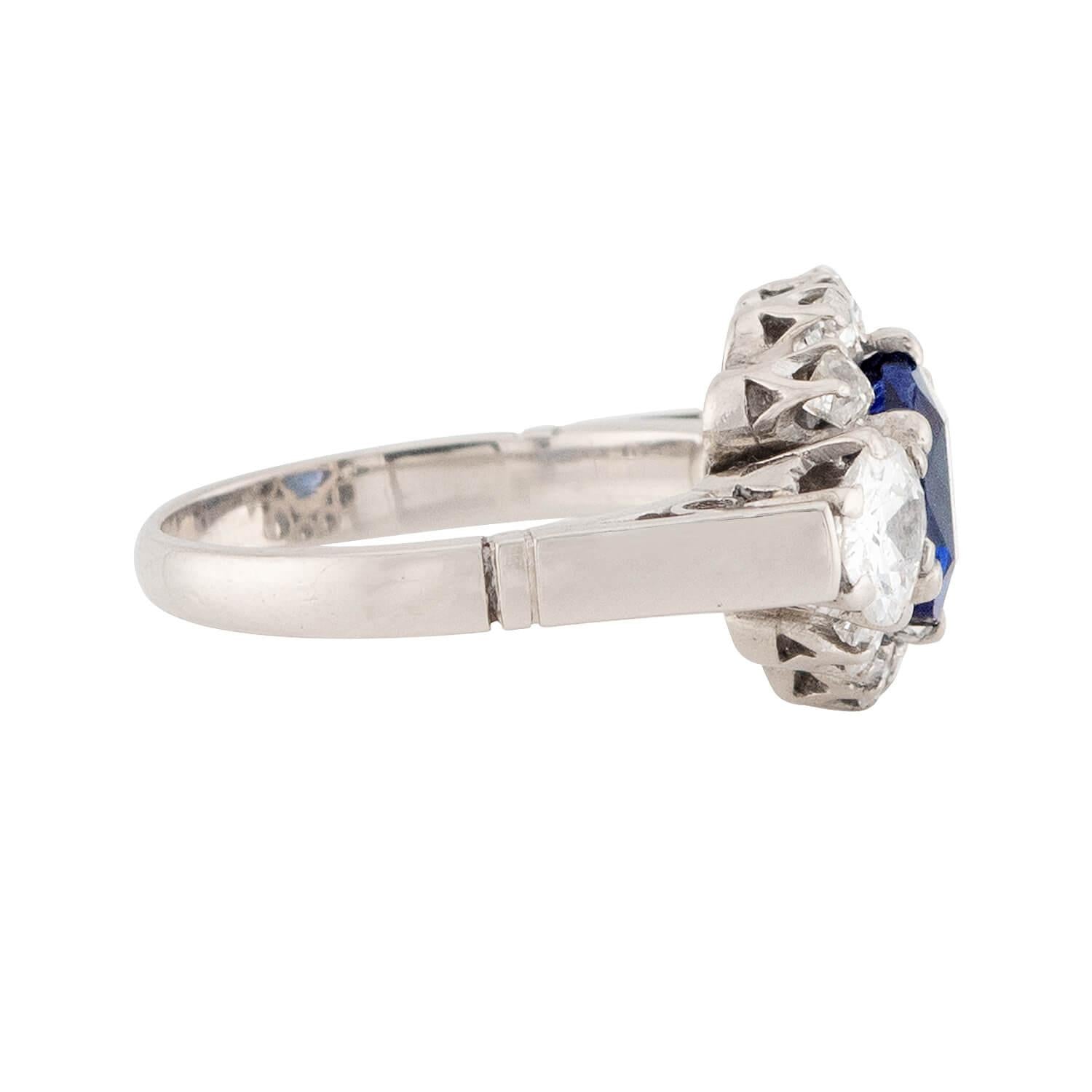 Art Deco 14k AGL Sapphire and Diamond Ring