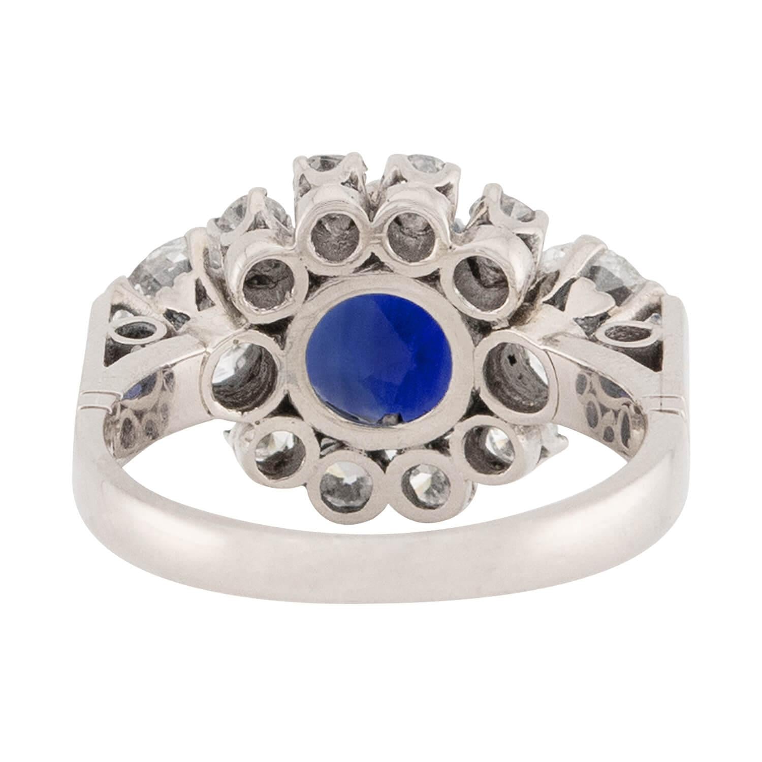 Art Deco 14k AGL Sapphire and Diamond Ring
