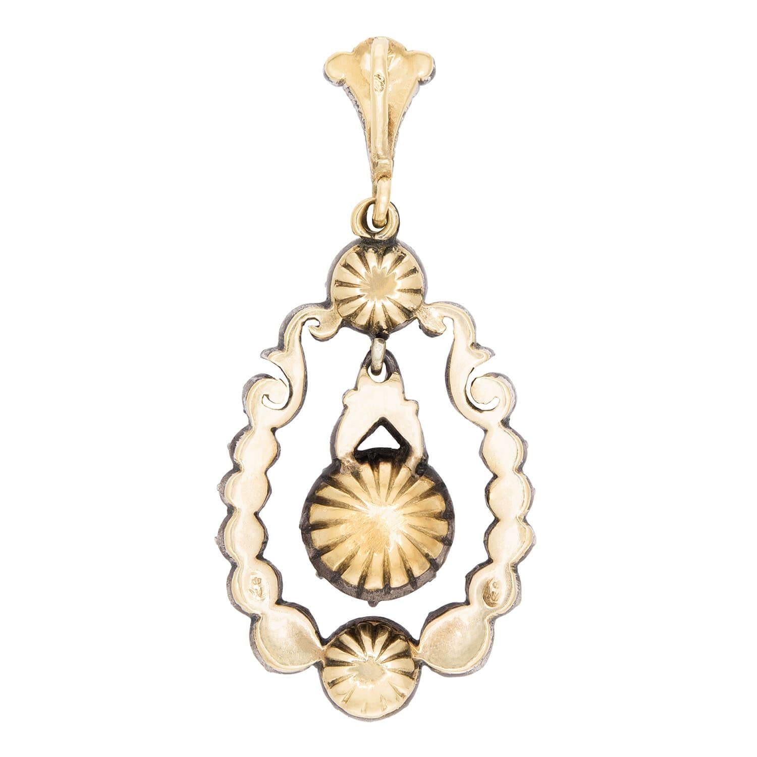 Georgian French 14k/Sterling Silver Diamond Pendant