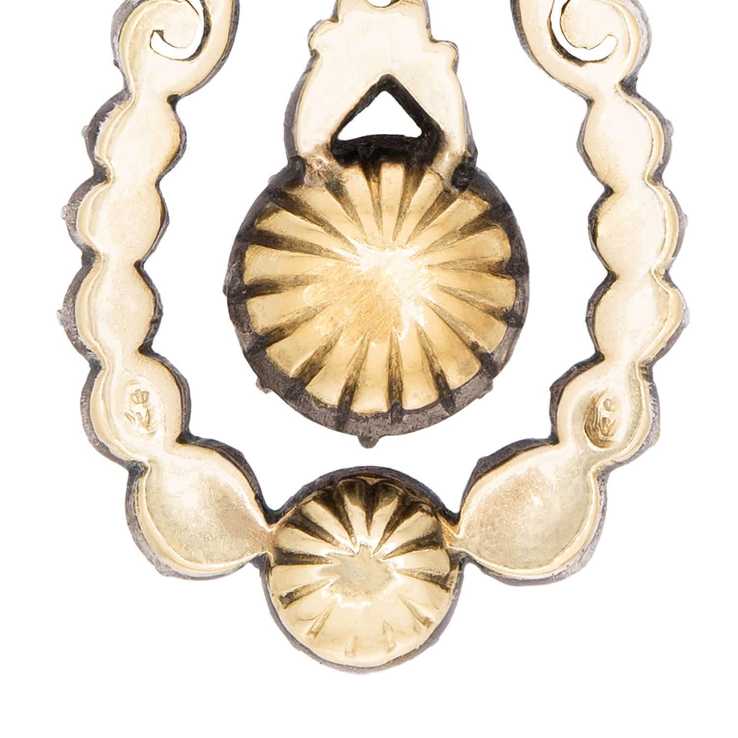 Georgian French 14k/Sterling Silver Diamond Pendant