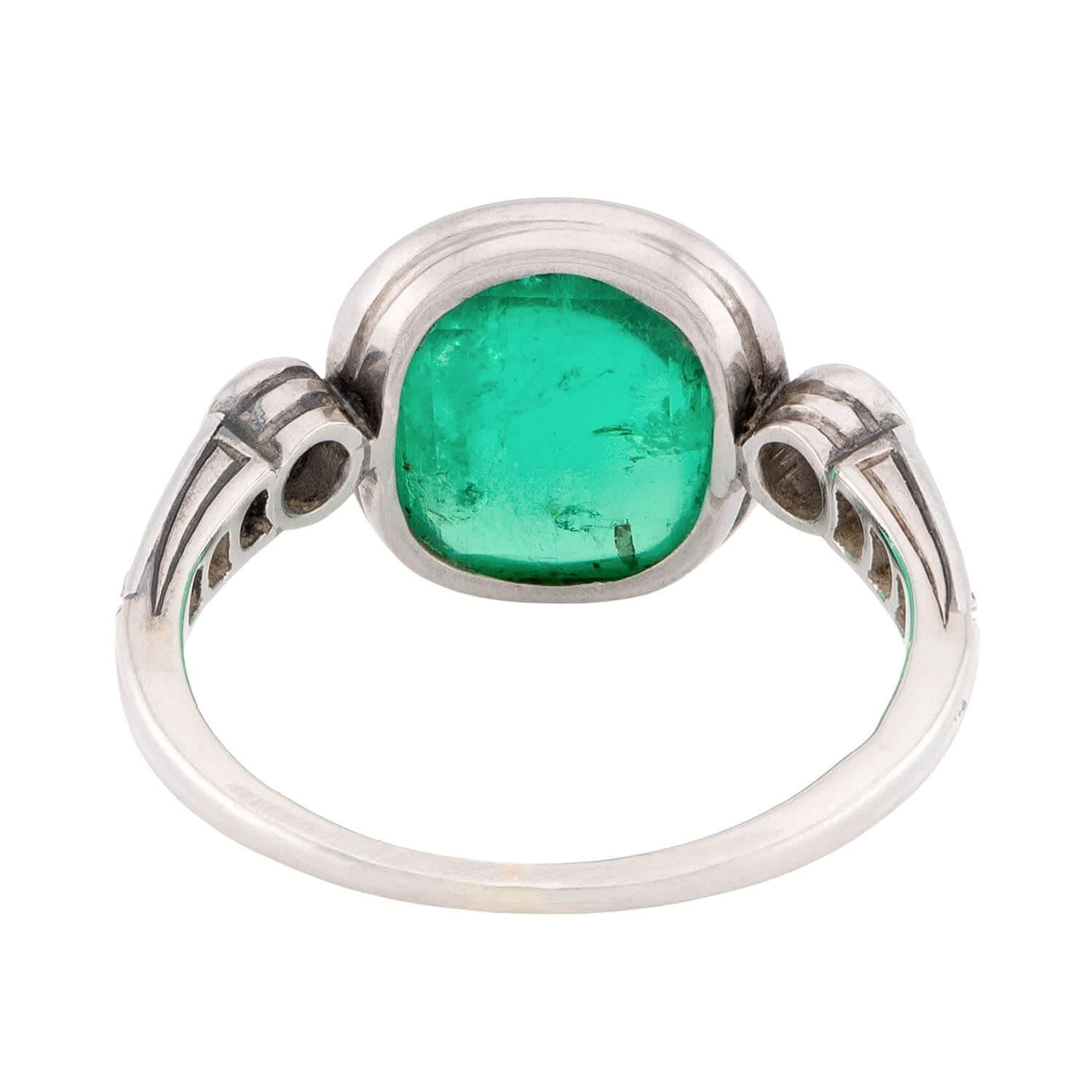 Edwardian 14k Emerald and Diamond Ring