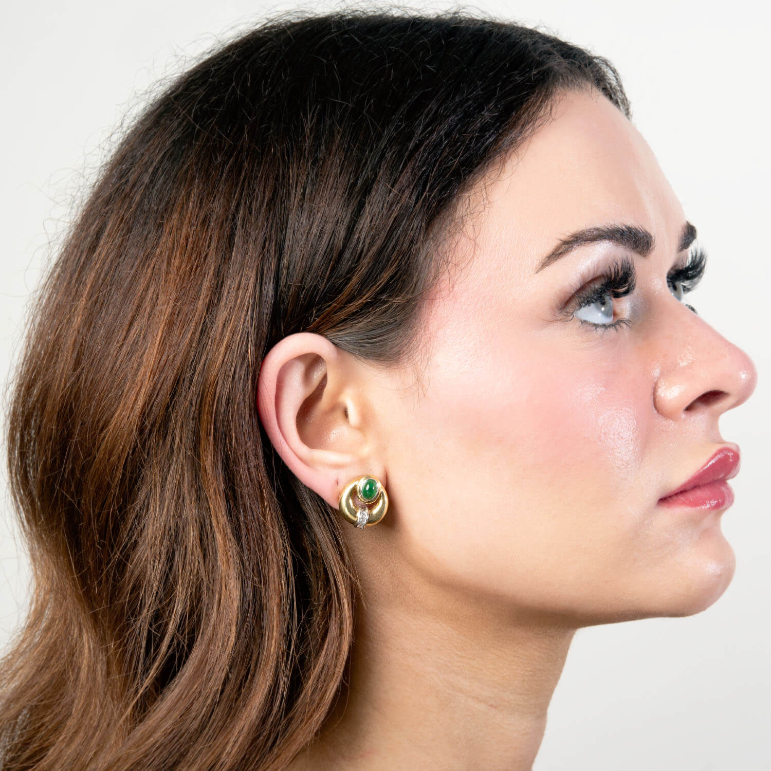 Estate 18k Emerald and Diamond Earrings